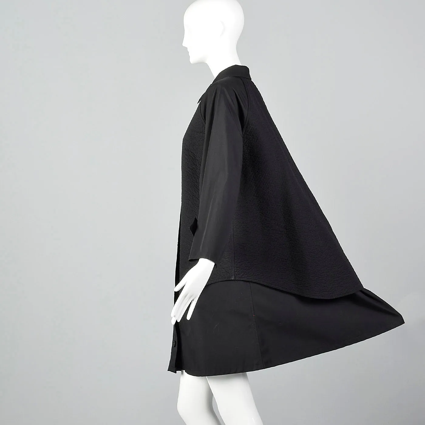 1980s Geoffrey Beene Black Swing Coat