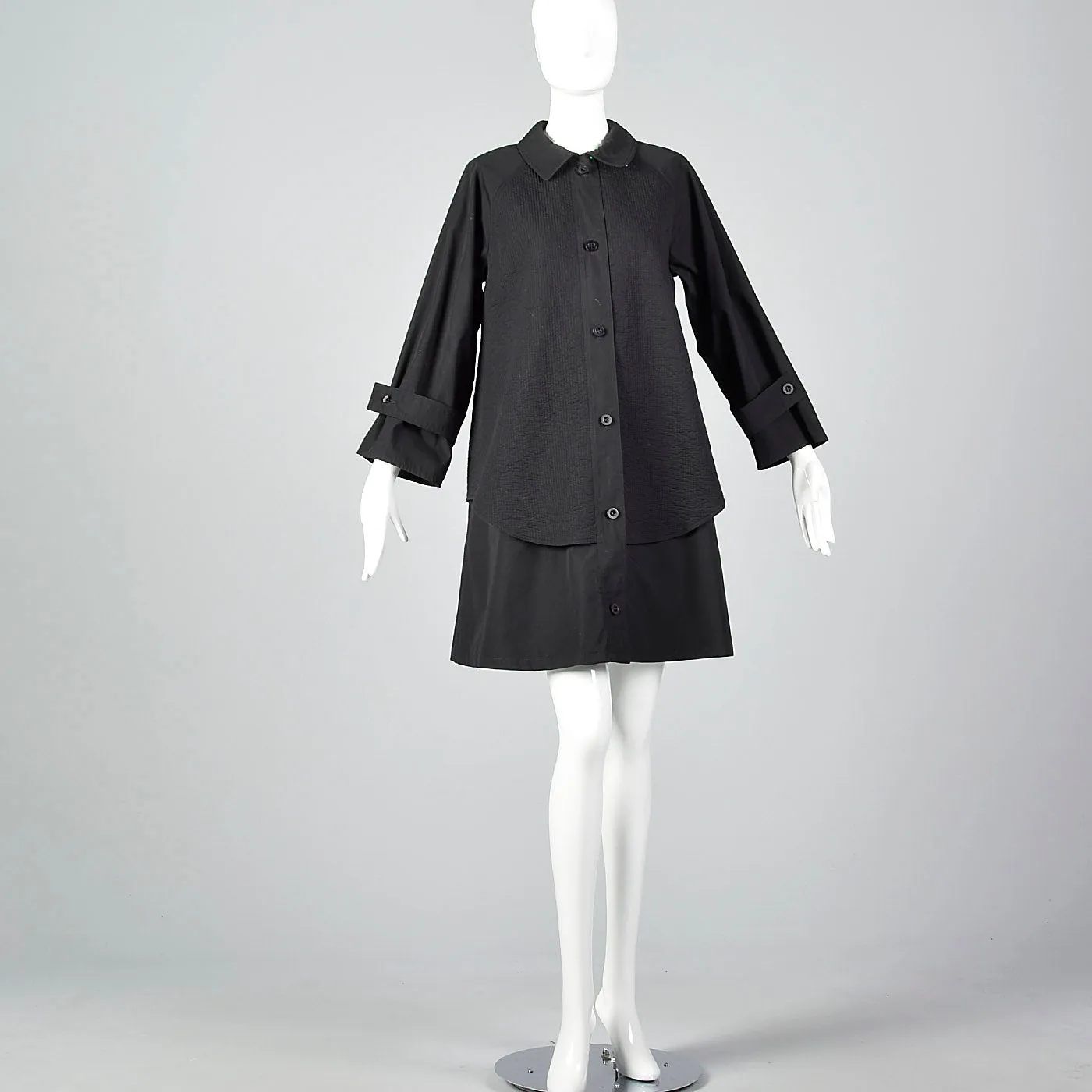 1980s Geoffrey Beene Black Swing Coat