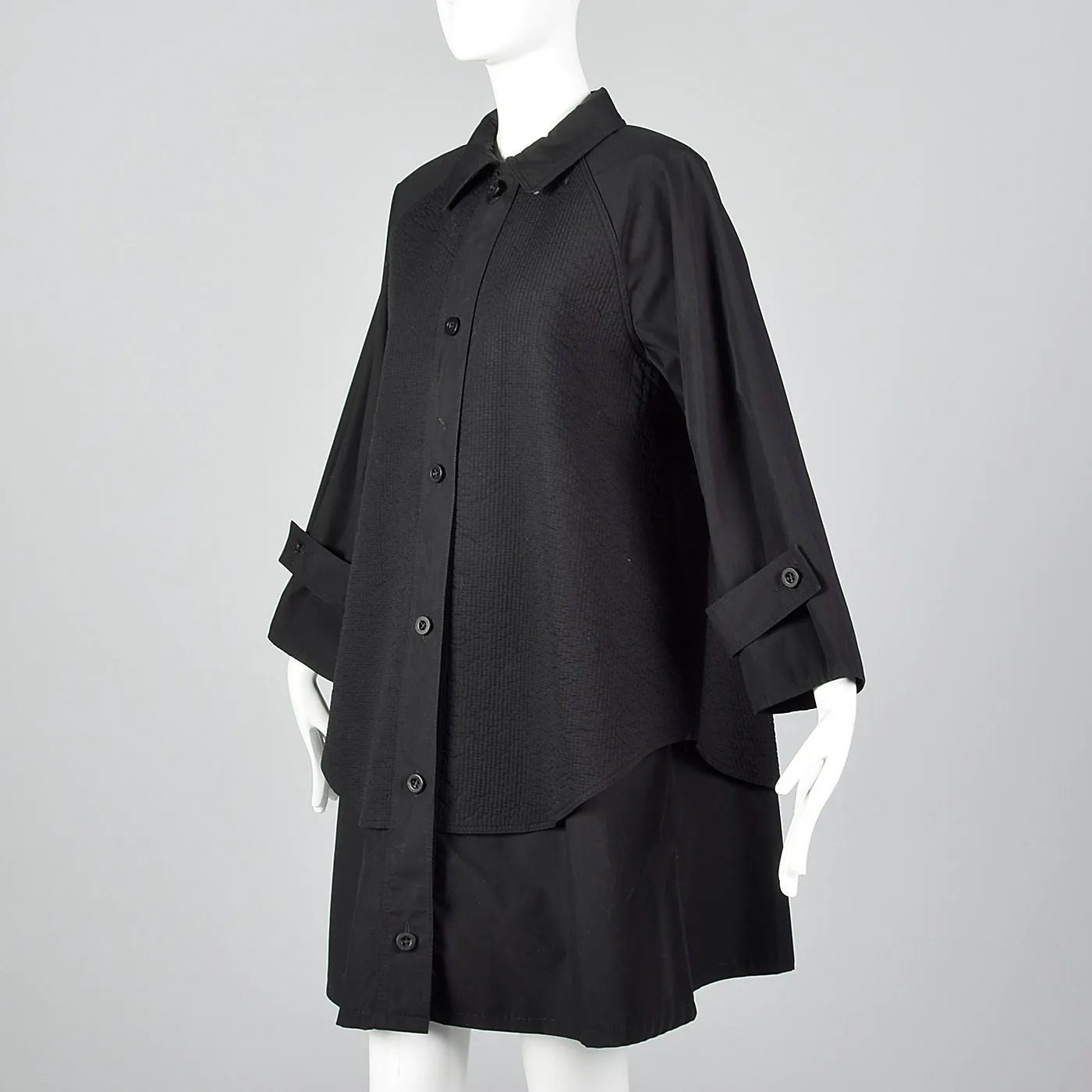 1980s Geoffrey Beene Black Swing Coat