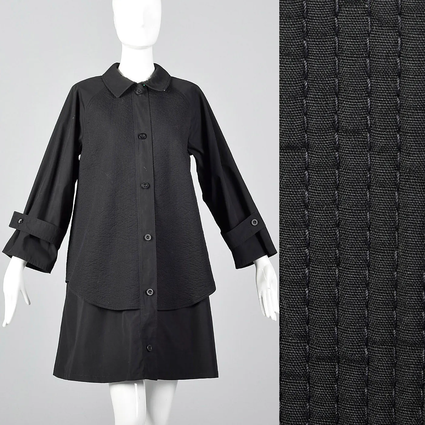 1980s Geoffrey Beene Black Swing Coat