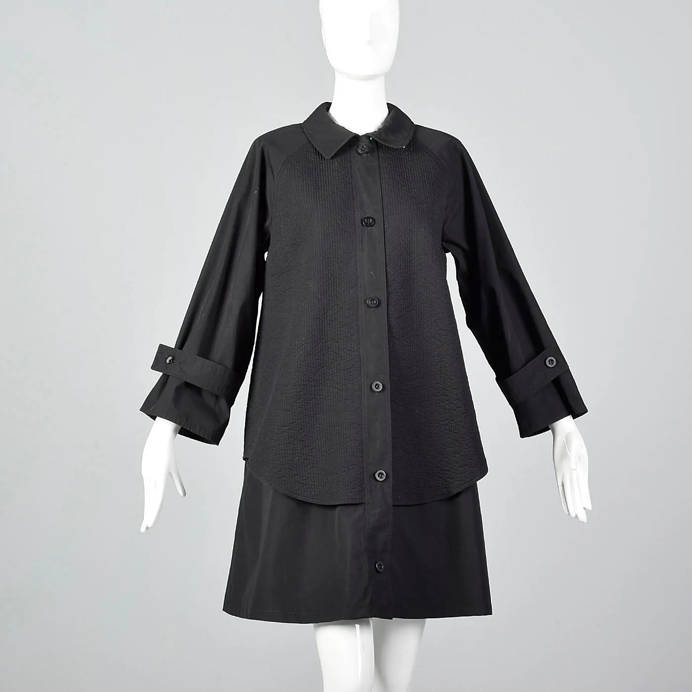 1980s Geoffrey Beene Black Swing Coat