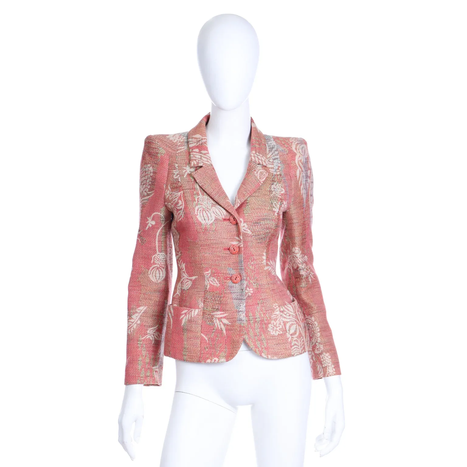 1990s Christian Lacroix Rose Jacquard Blazer Style Jacket