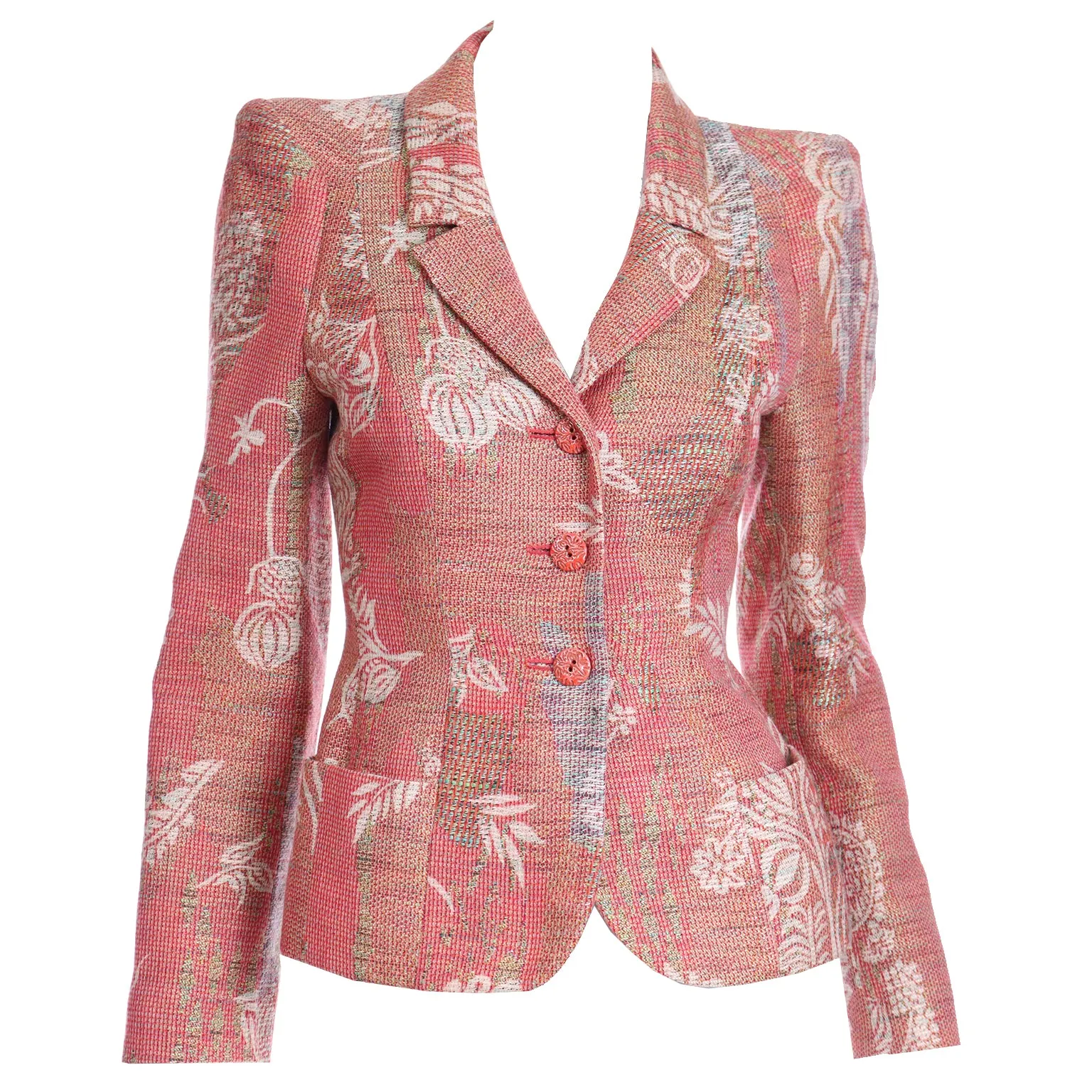 1990s Christian Lacroix Rose Jacquard Blazer Style Jacket