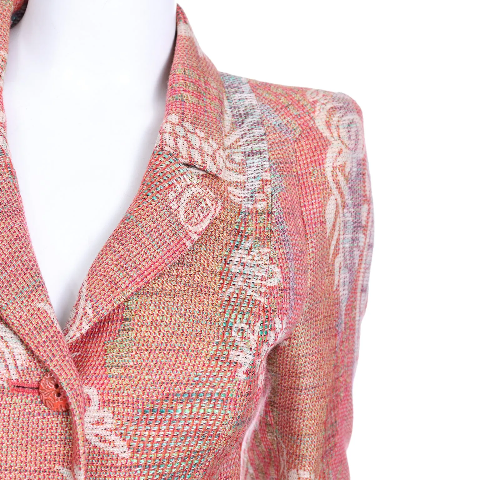 1990s Christian Lacroix Rose Jacquard Blazer Style Jacket