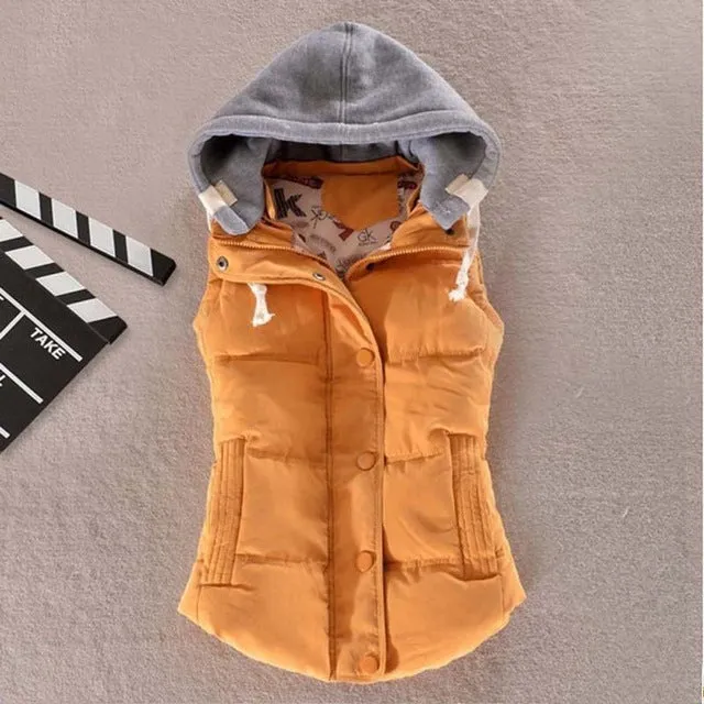 1PC Hooded Vest Women Autumn Winter Cotton Padded Colete Feminino Veste Femme Gilet Waistcoat 8 Colors Z509