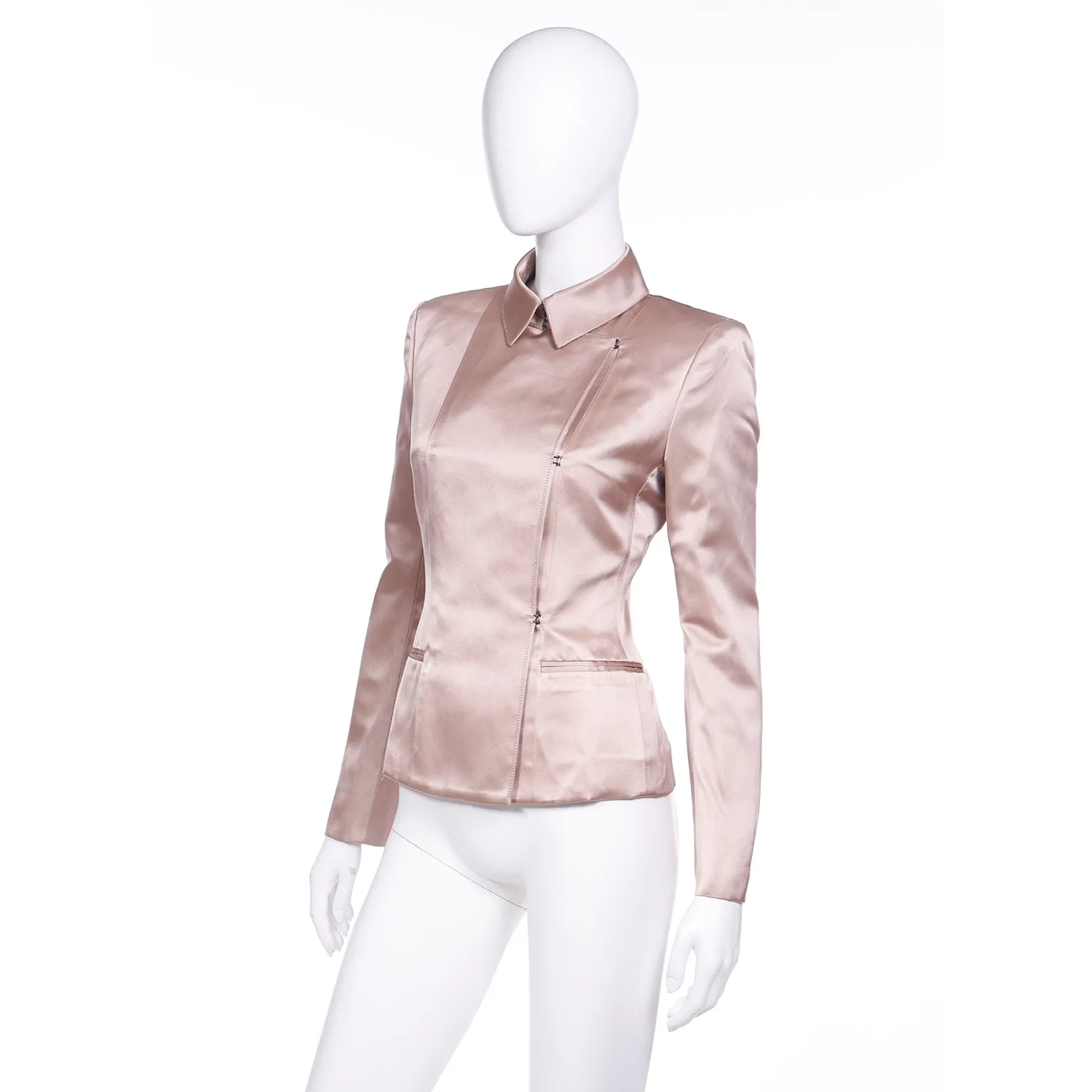 2003 Tom Ford Yves Saint Laurent Dusty Mauve Satin Jacket