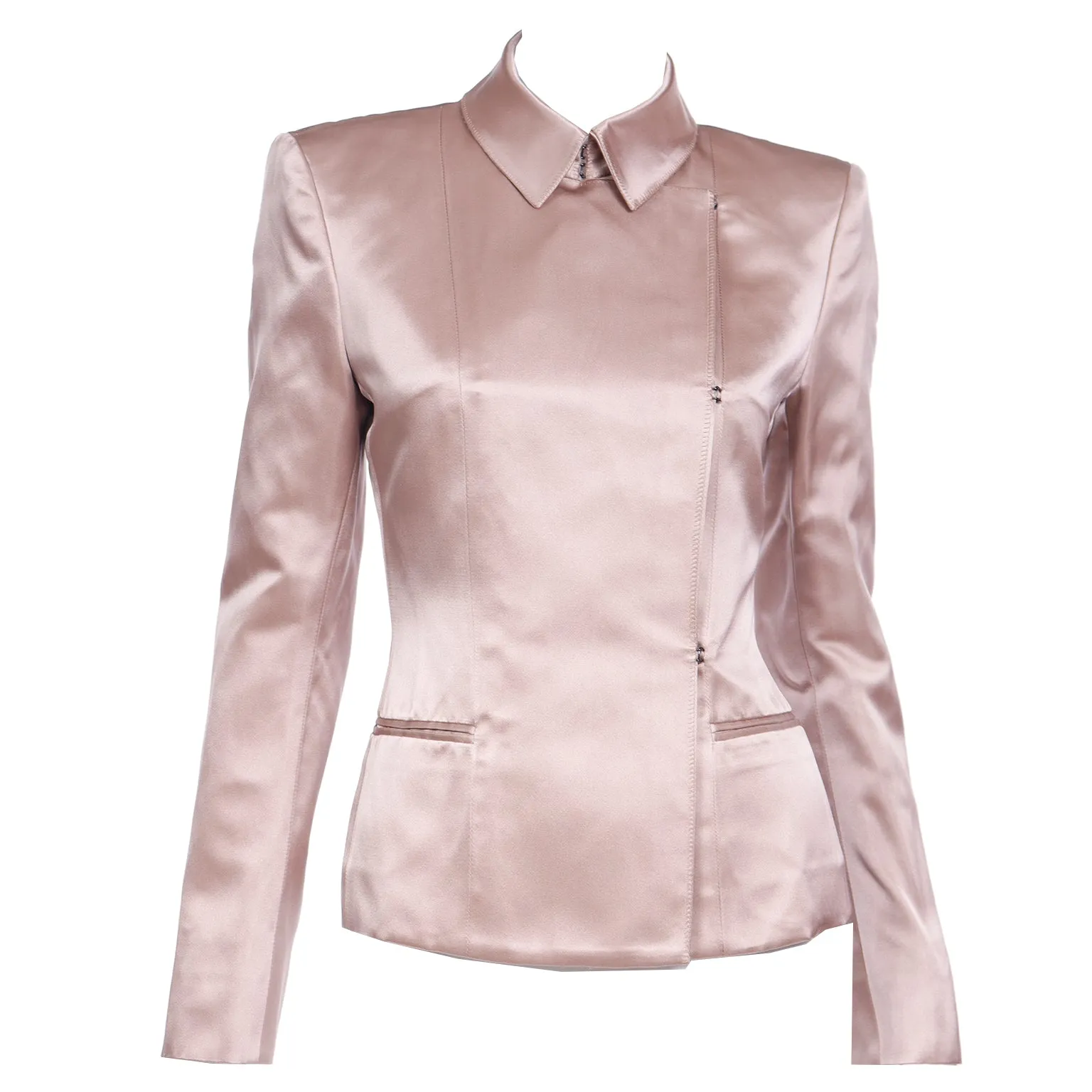 2003 Tom Ford Yves Saint Laurent Dusty Mauve Satin Jacket