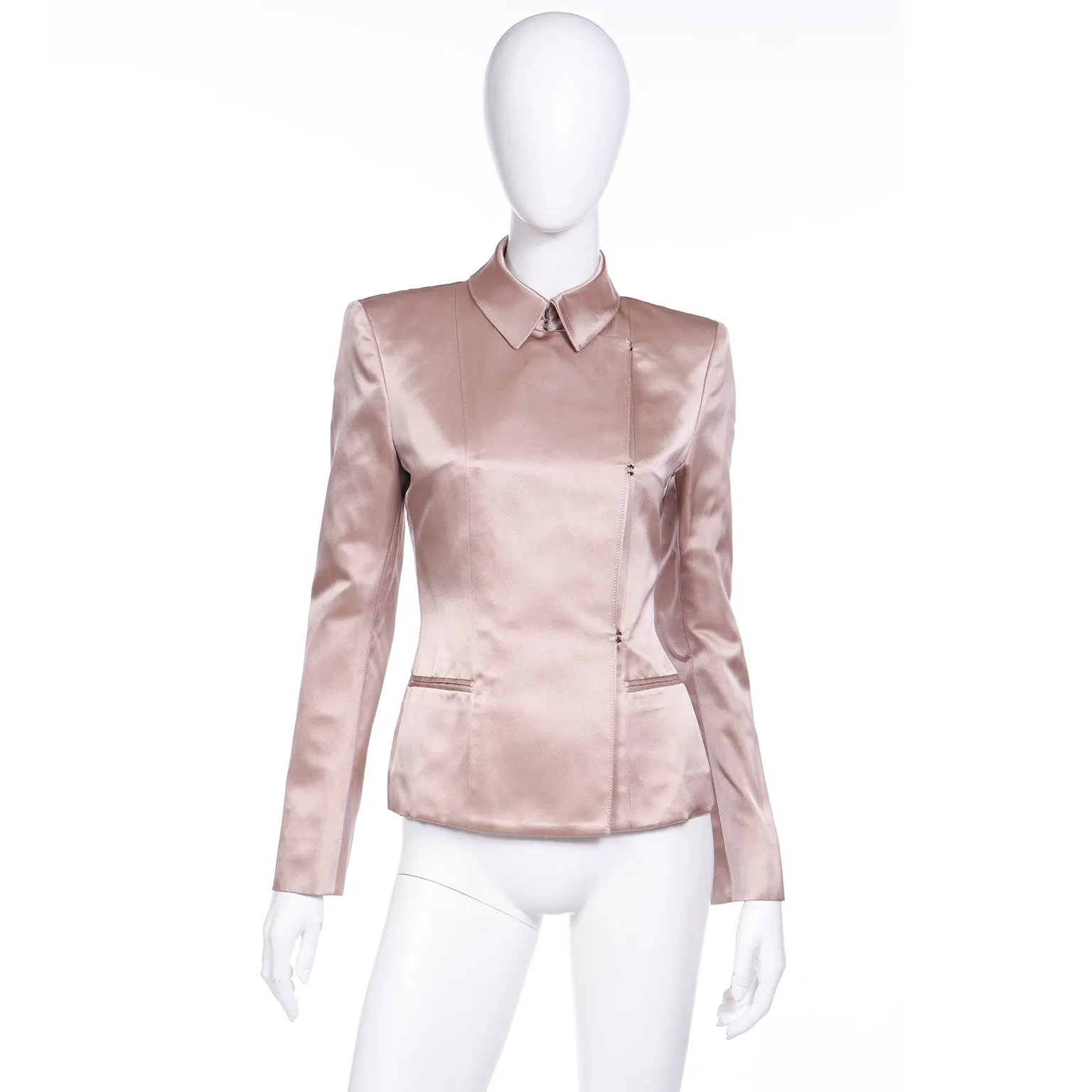 2003 Tom Ford Yves Saint Laurent Dusty Mauve Satin Jacket