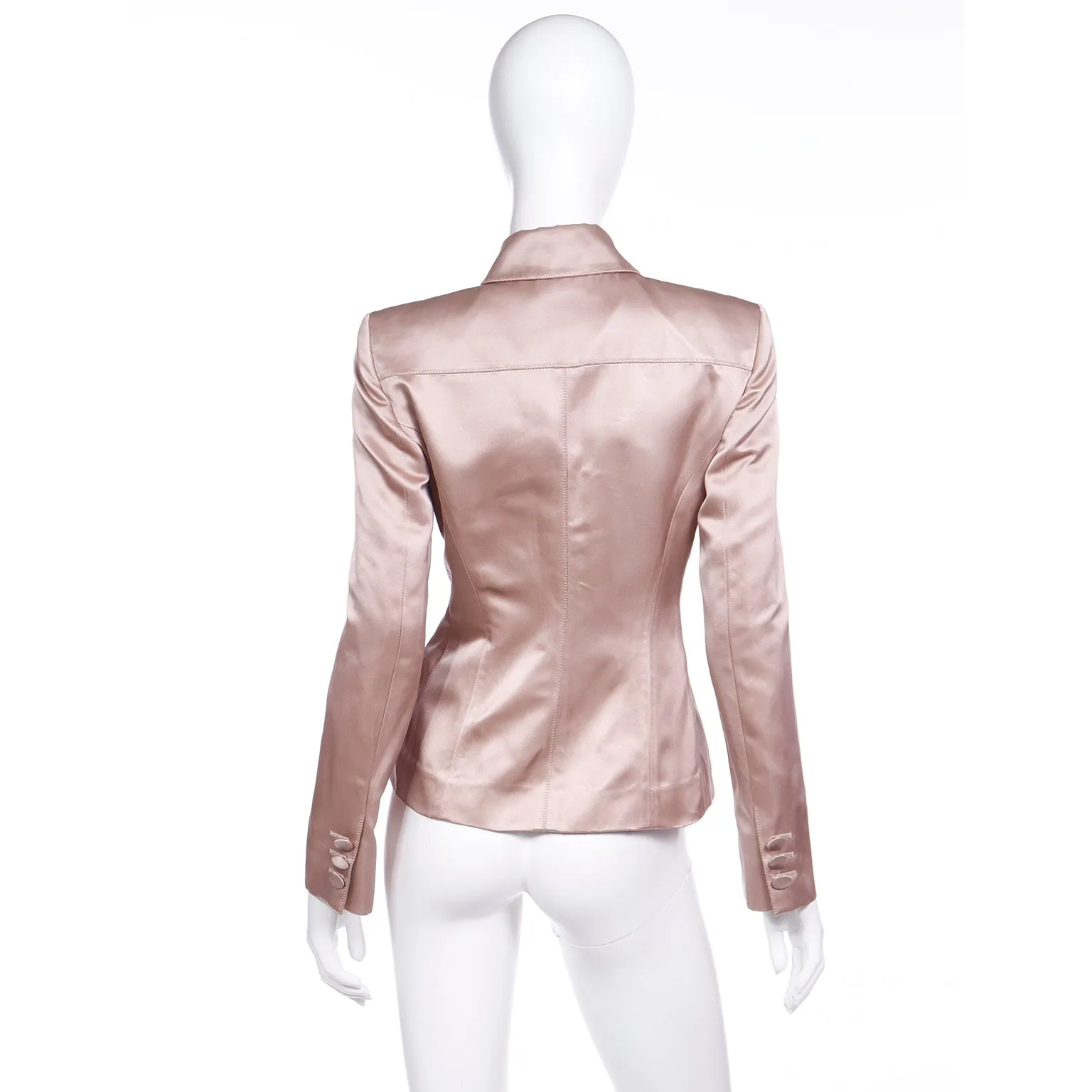 2003 Tom Ford Yves Saint Laurent Dusty Mauve Satin Jacket