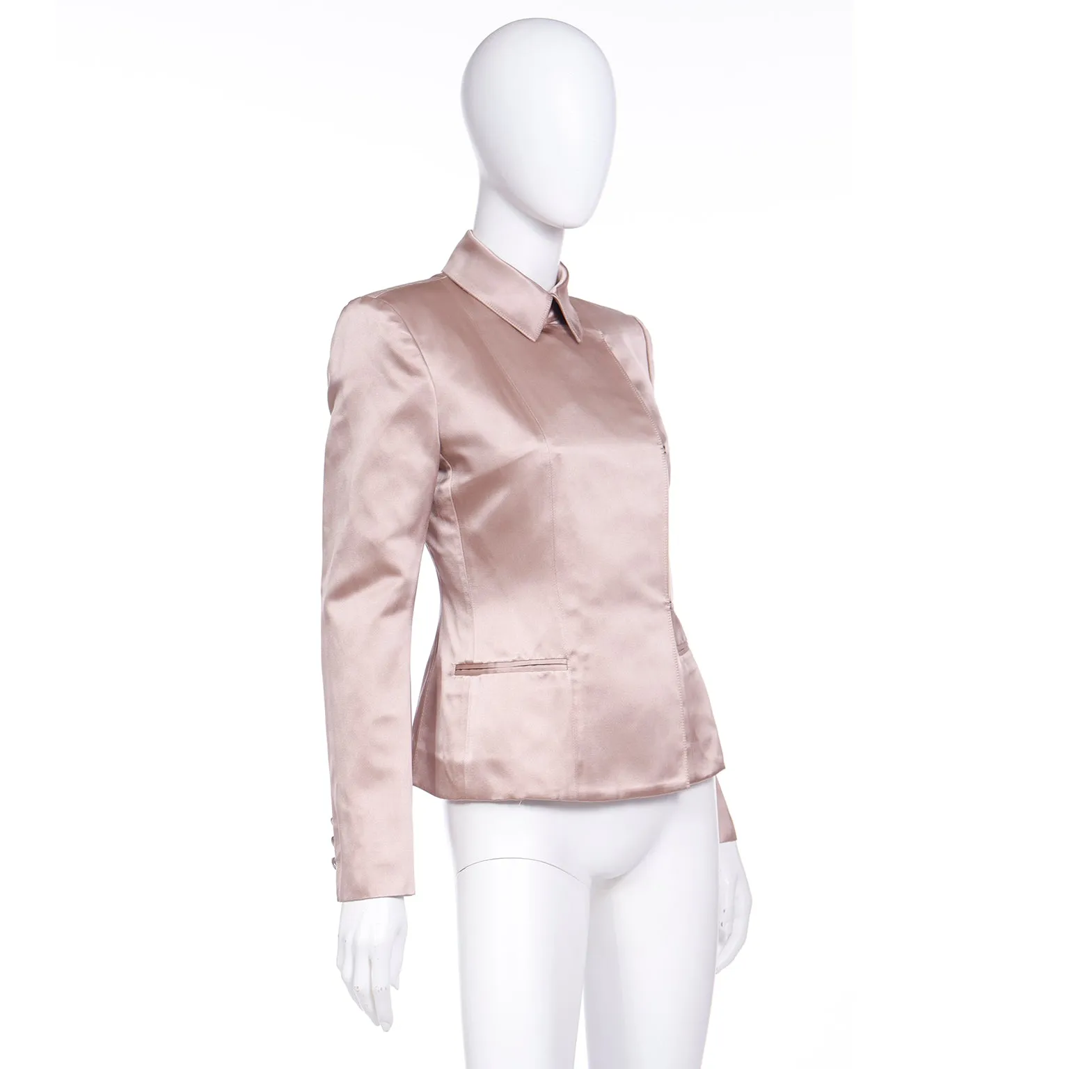 2003 Tom Ford Yves Saint Laurent Dusty Mauve Satin Jacket