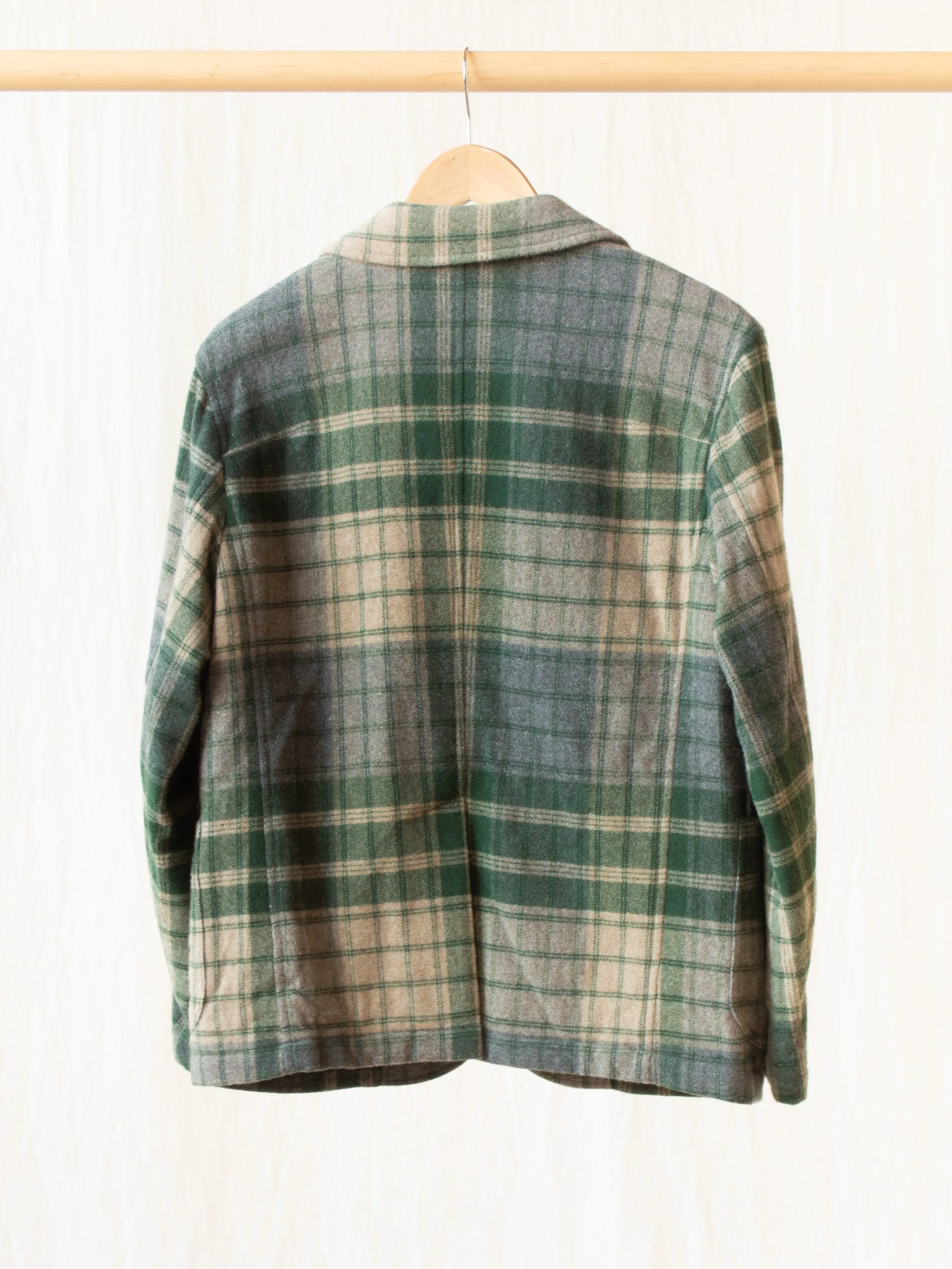 4 1 Patch Pocket Jacket - Green/Gray Beige Wool Plaid