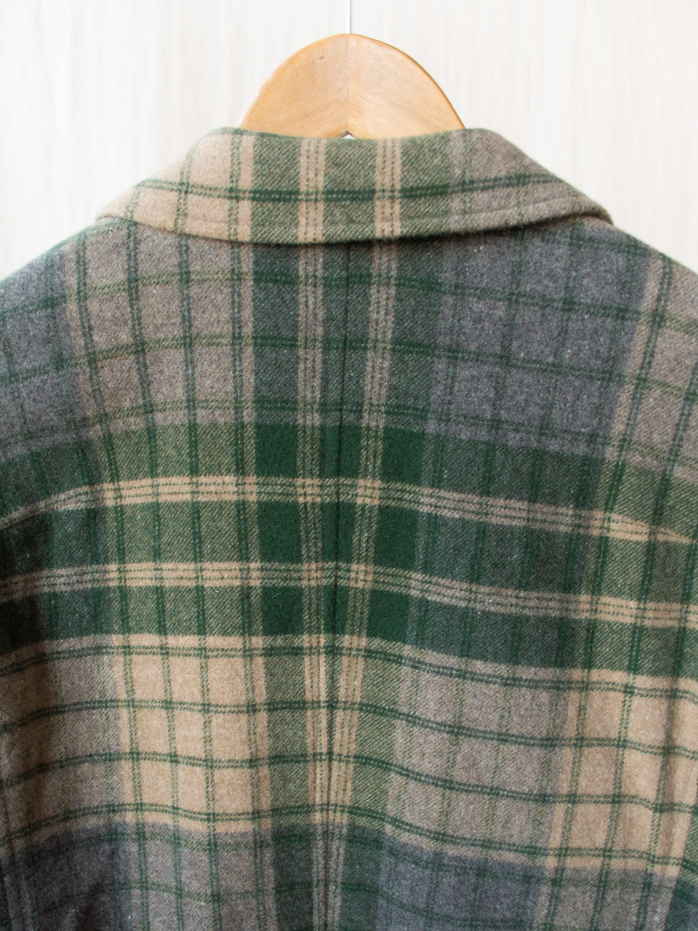 4 1 Patch Pocket Jacket - Green/Gray Beige Wool Plaid