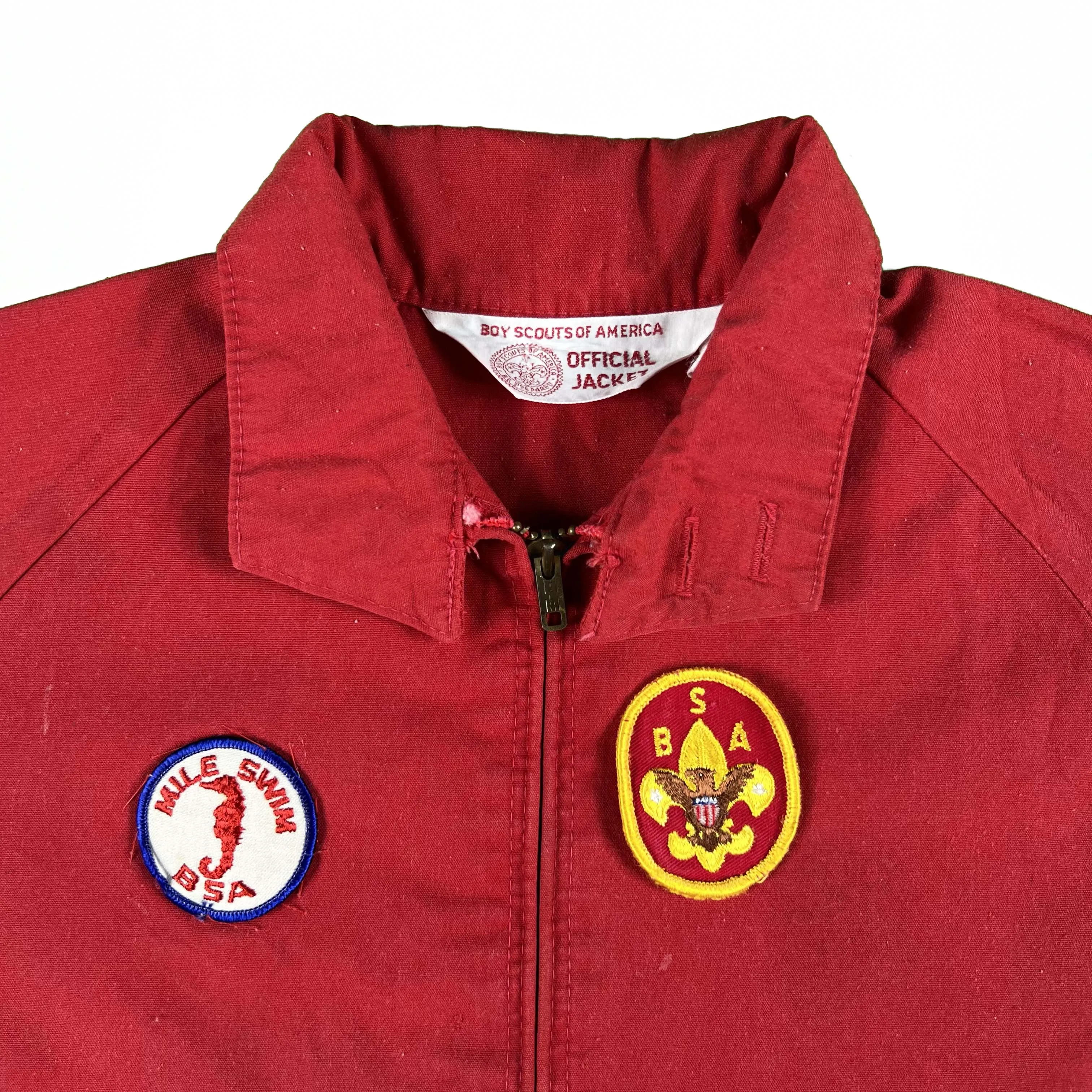 70s Boxy Red Patched Boy Scouts Jacket- S