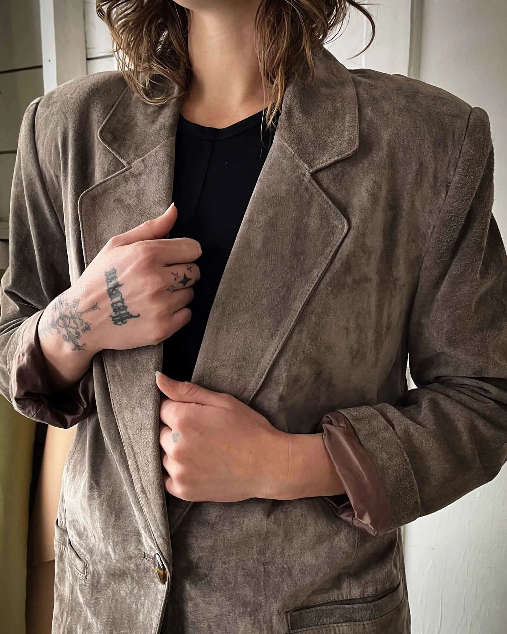 80s Taupe Suede Blazer | S-L