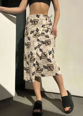 90’s Printed Midi Wrap Skirt (S-L)