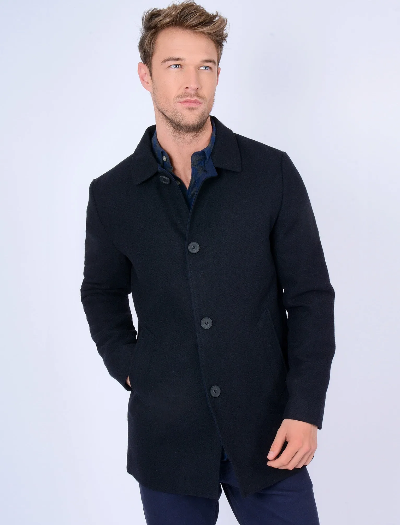 Abdale Wool Blend Coat in Navy - Tokyo Laundry