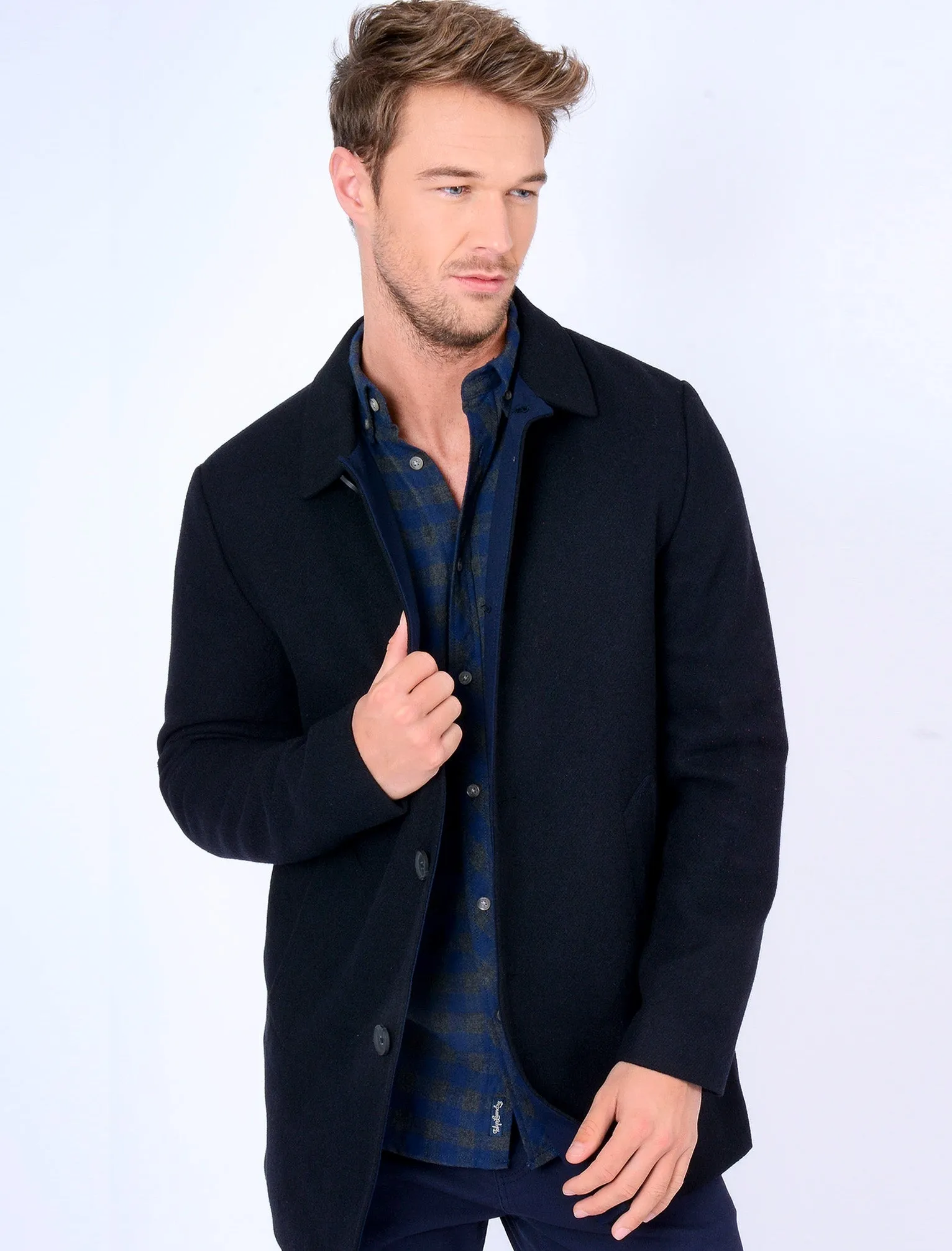 Abdale Wool Blend Coat in Navy - Tokyo Laundry