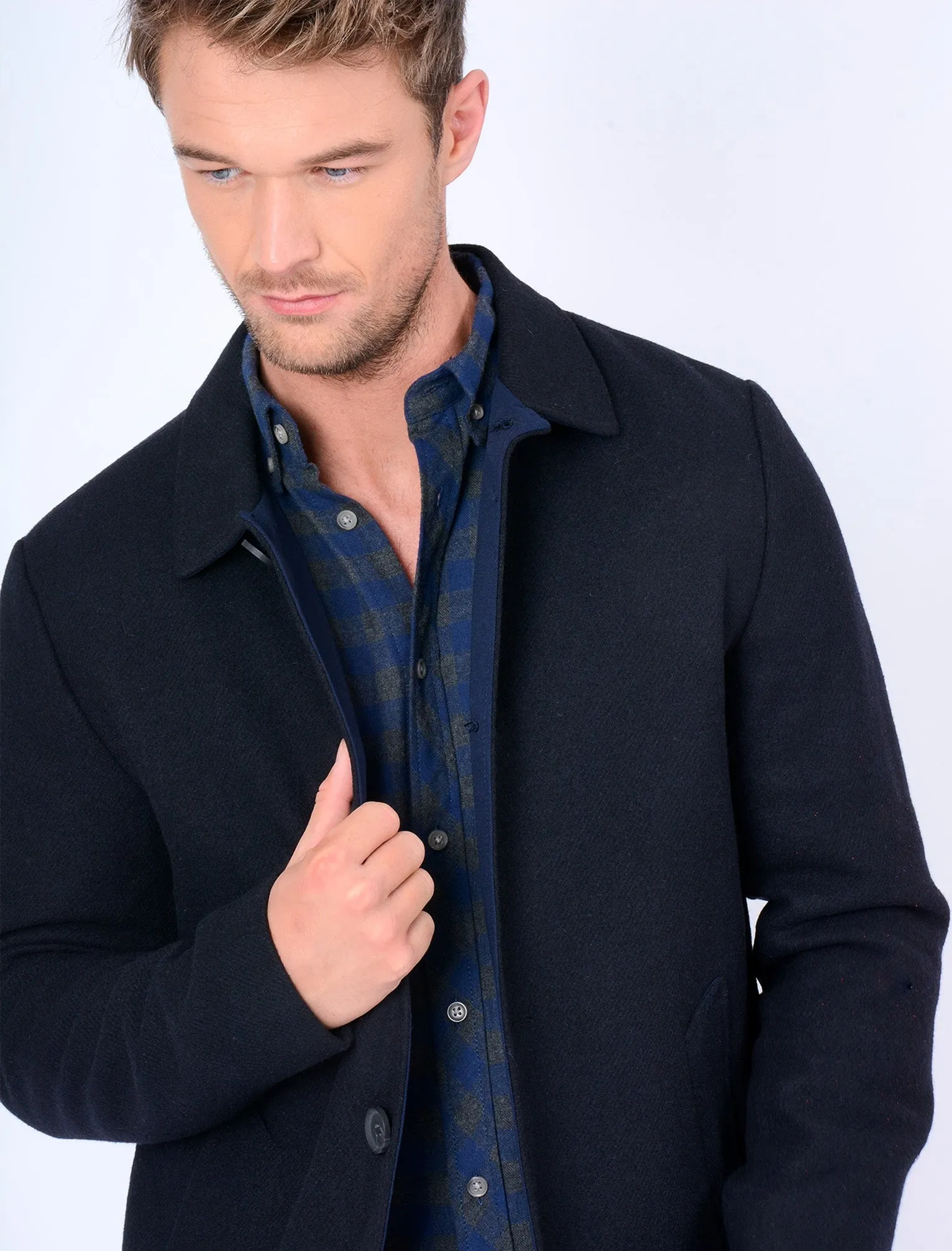 Abdale Wool Blend Coat in Navy - Tokyo Laundry