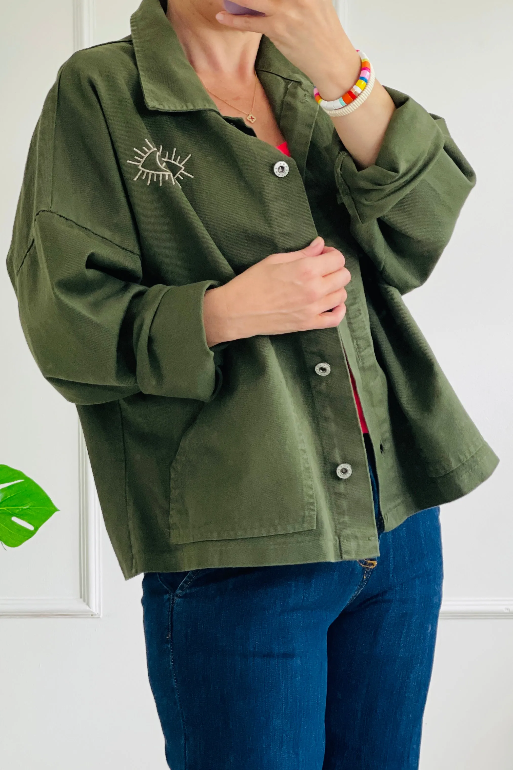 Alison Eye Shacket | Khaki