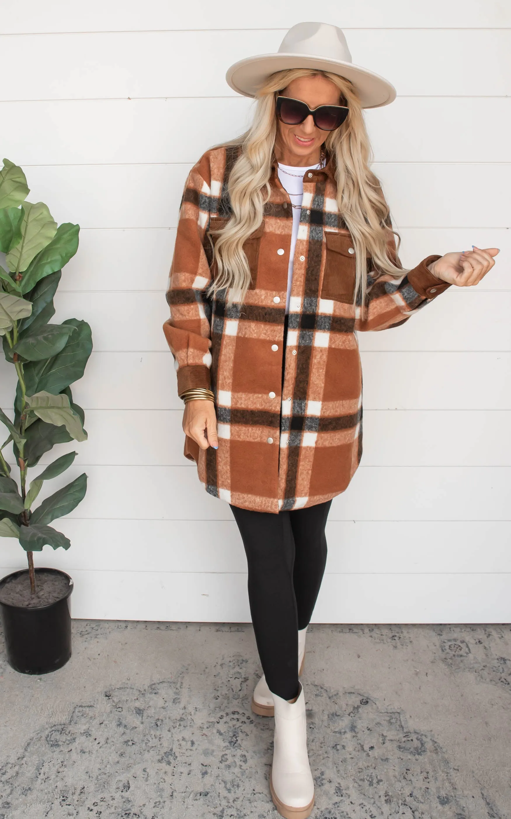 Always Ready for Fall Plaid Corduroy Shacket