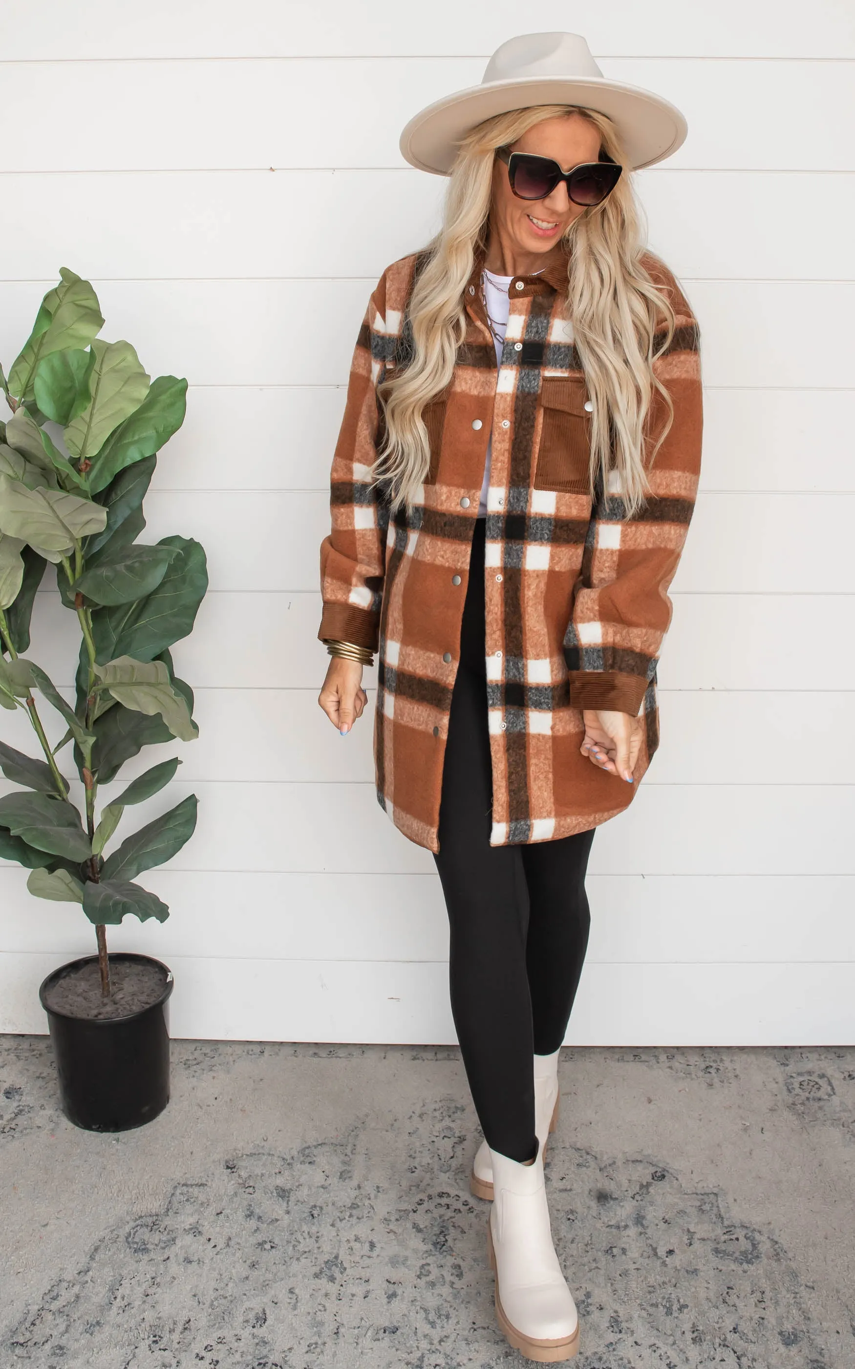 Always Ready for Fall Plaid Corduroy Shacket