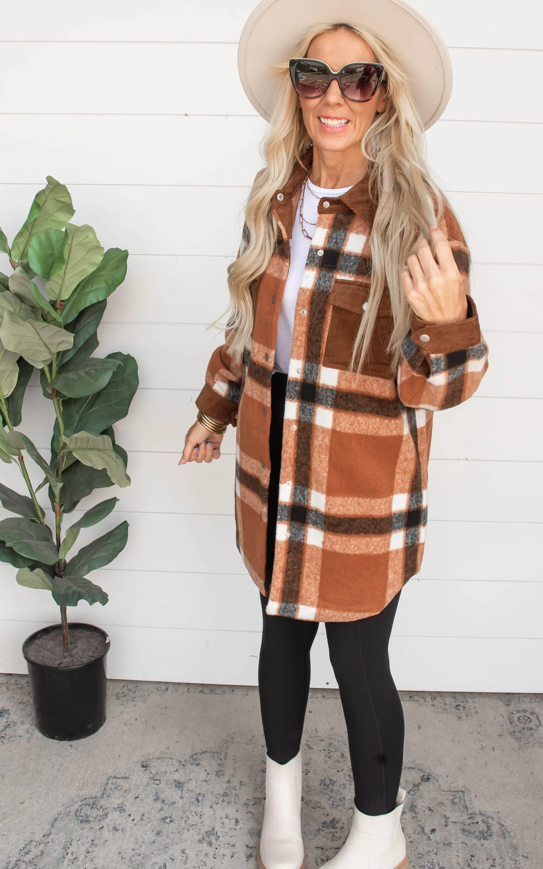 Always Ready for Fall Plaid Corduroy Shacket