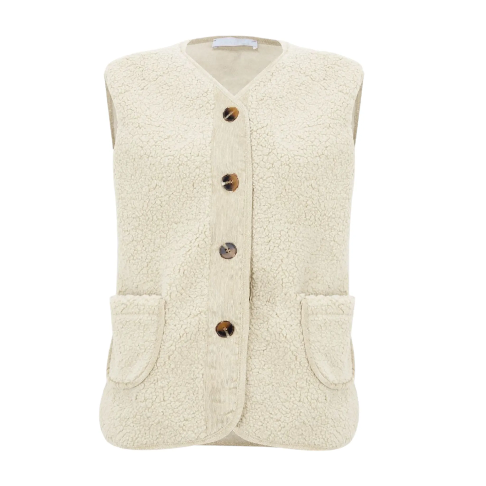 Amazing Woman Faux Suede Teddy Gilet Cream