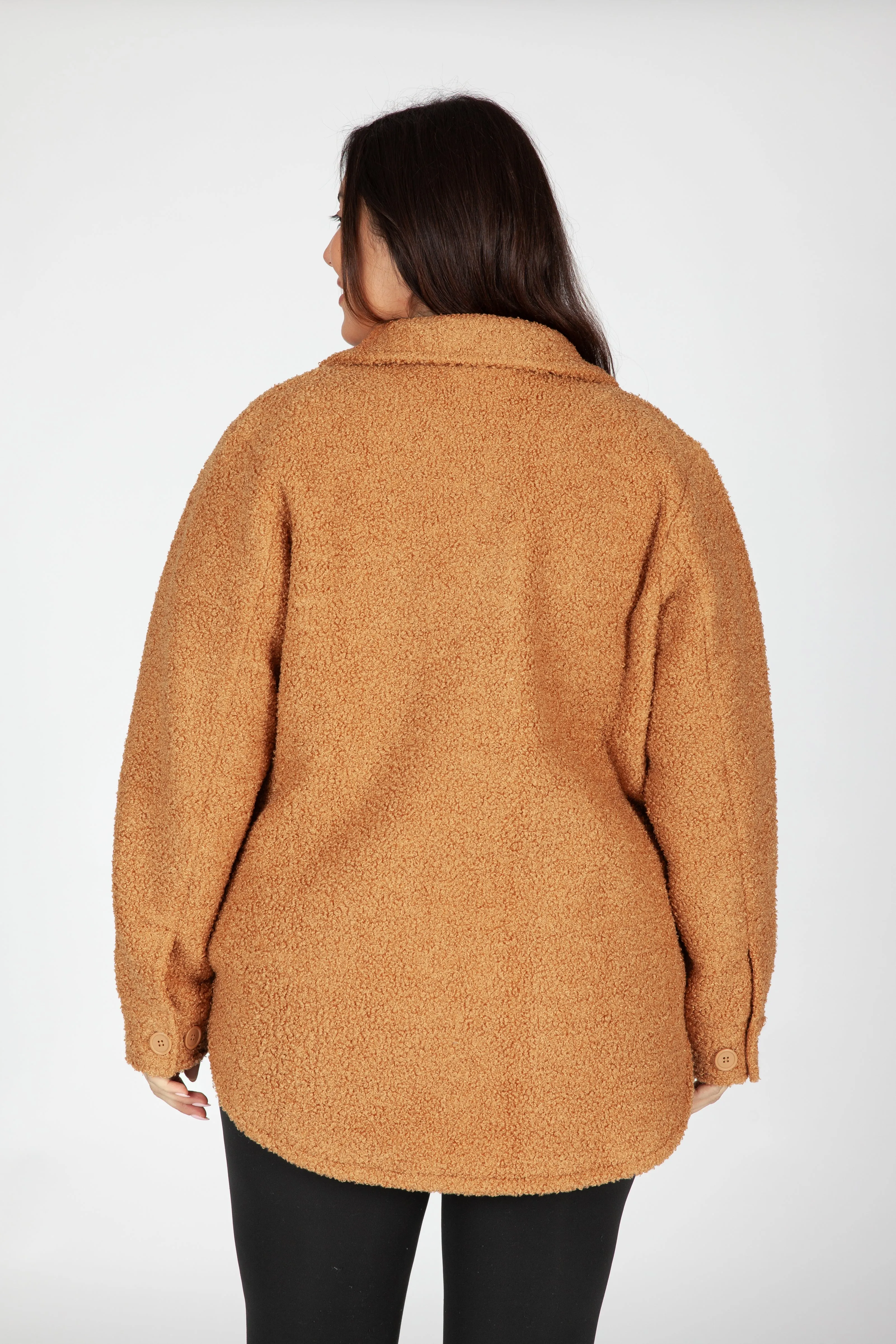 Amber Teddy sherpa shacket in biscuit