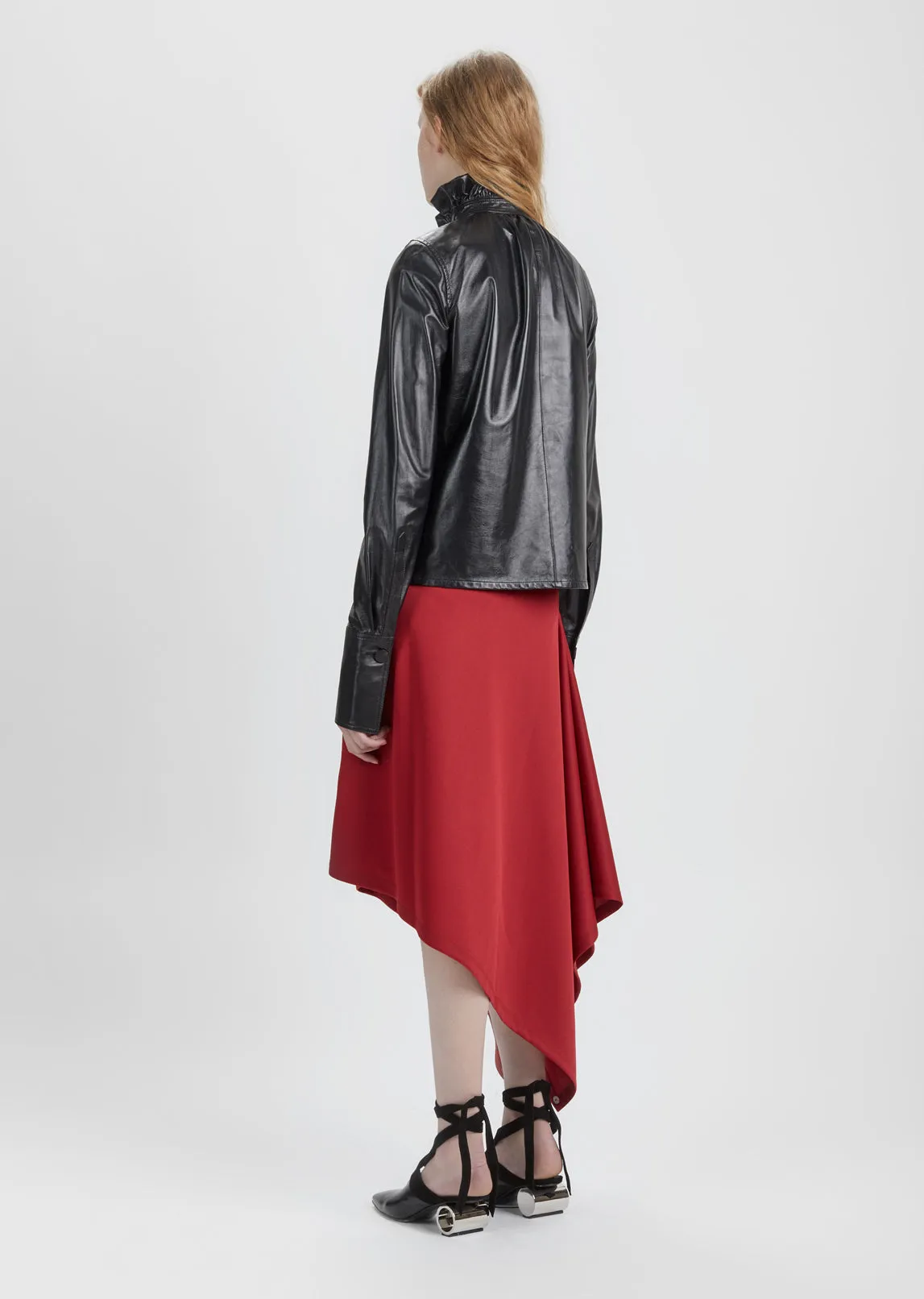 Asymmetric Side Button Skirt