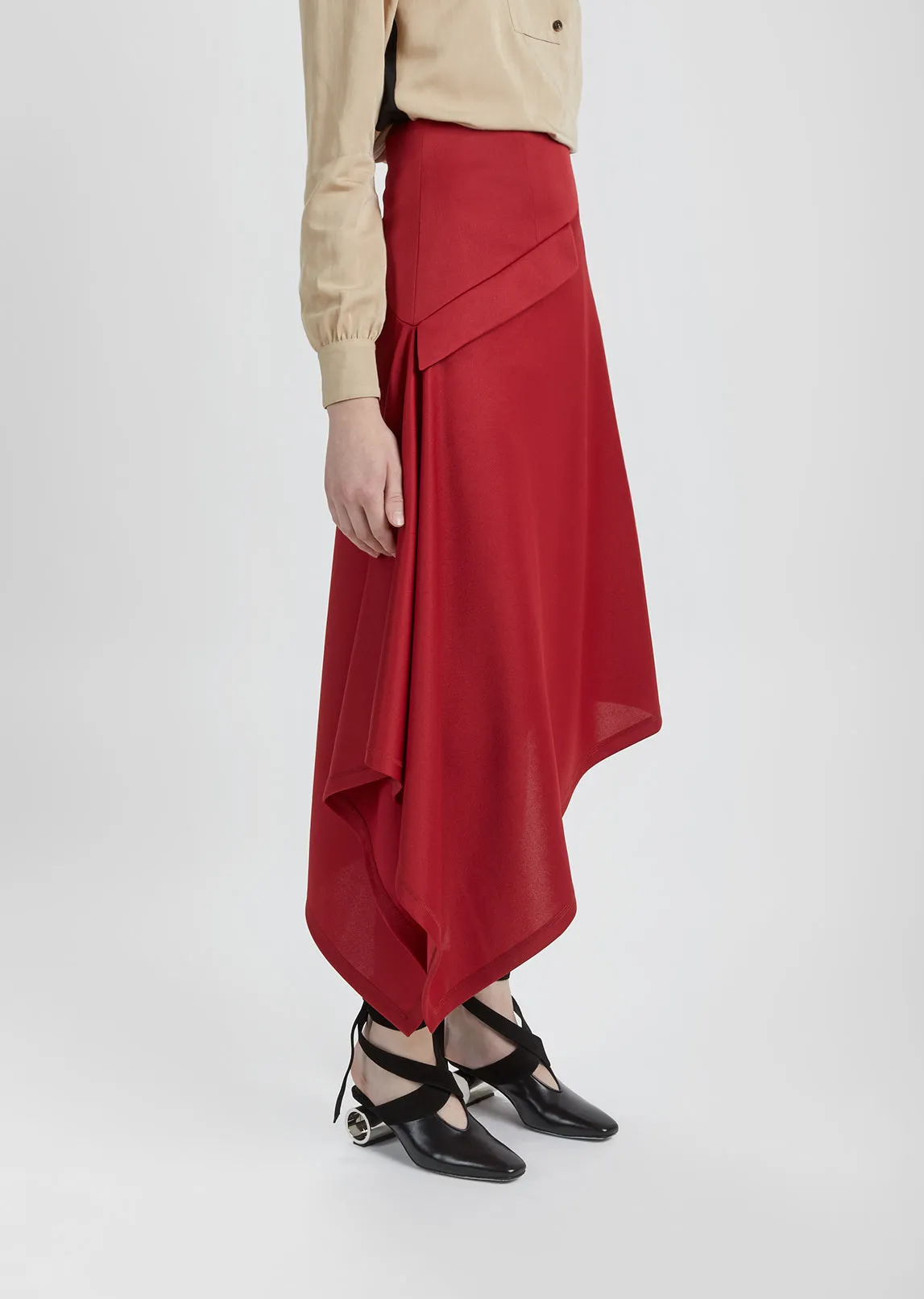 Asymmetric Side Button Skirt