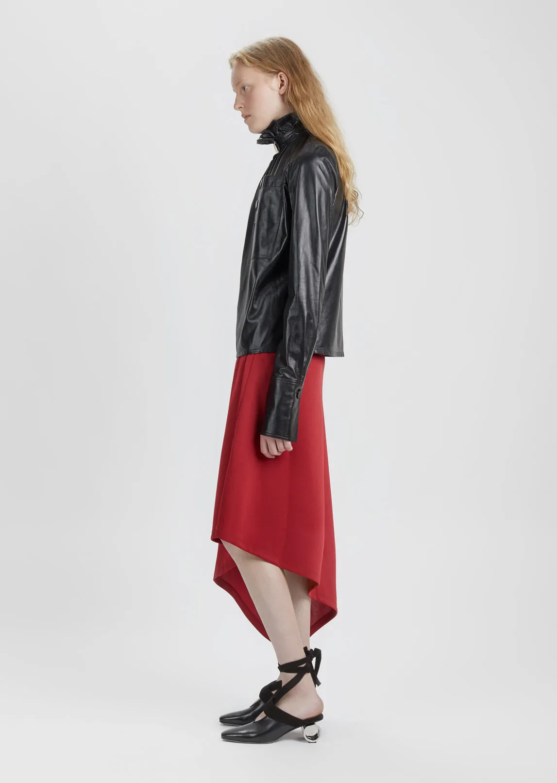 Asymmetric Side Button Skirt