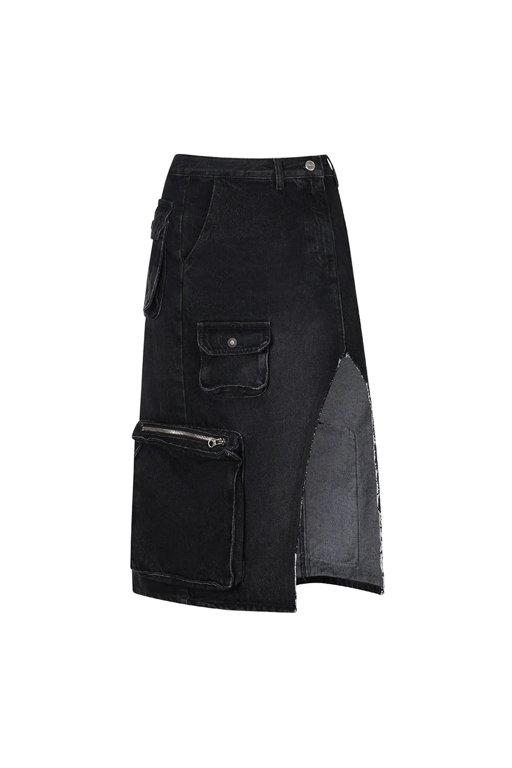 Atypical Cargo Midi Skirt Charcoal