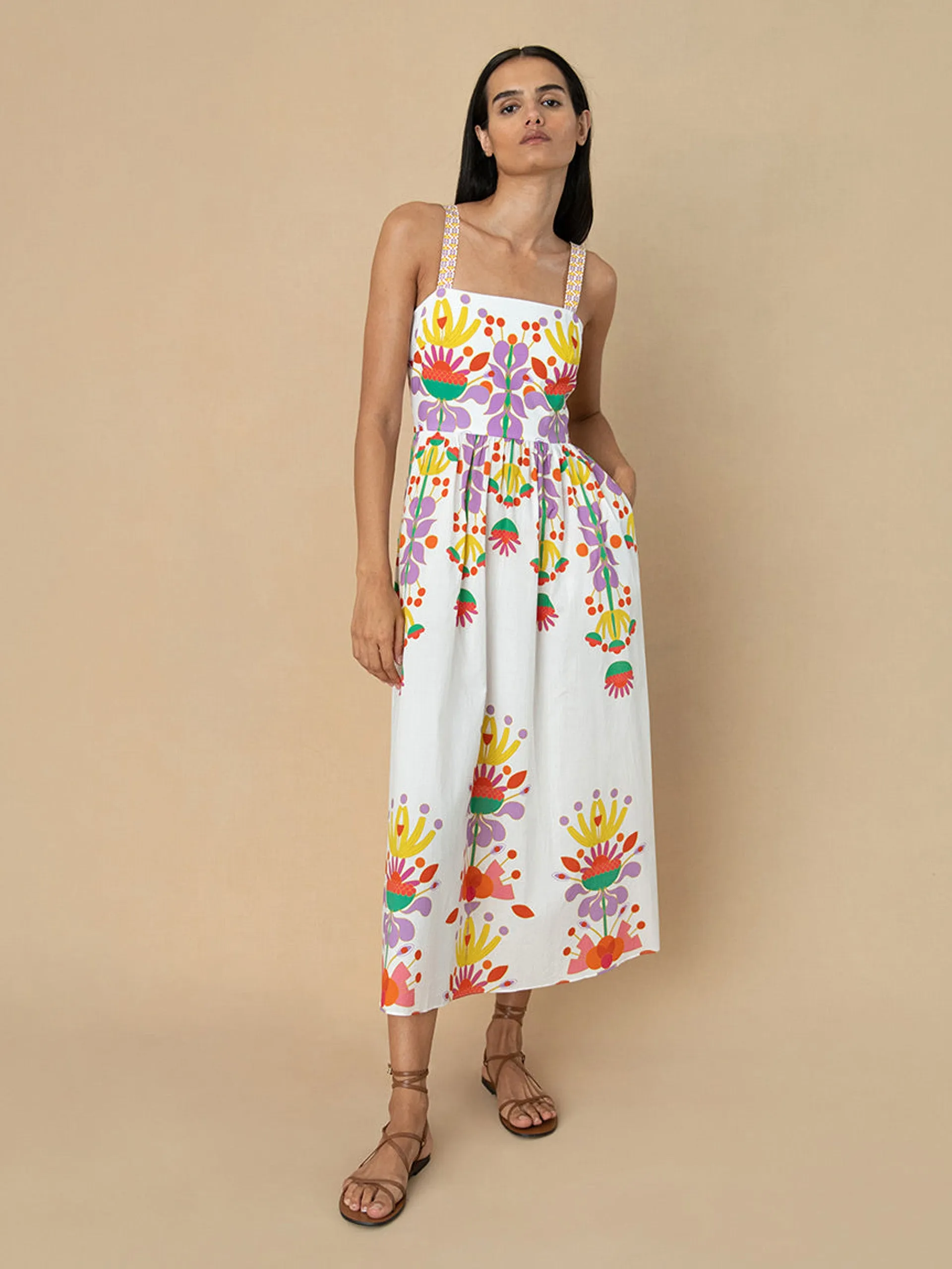 Avatar white cotton Ninet midi dress