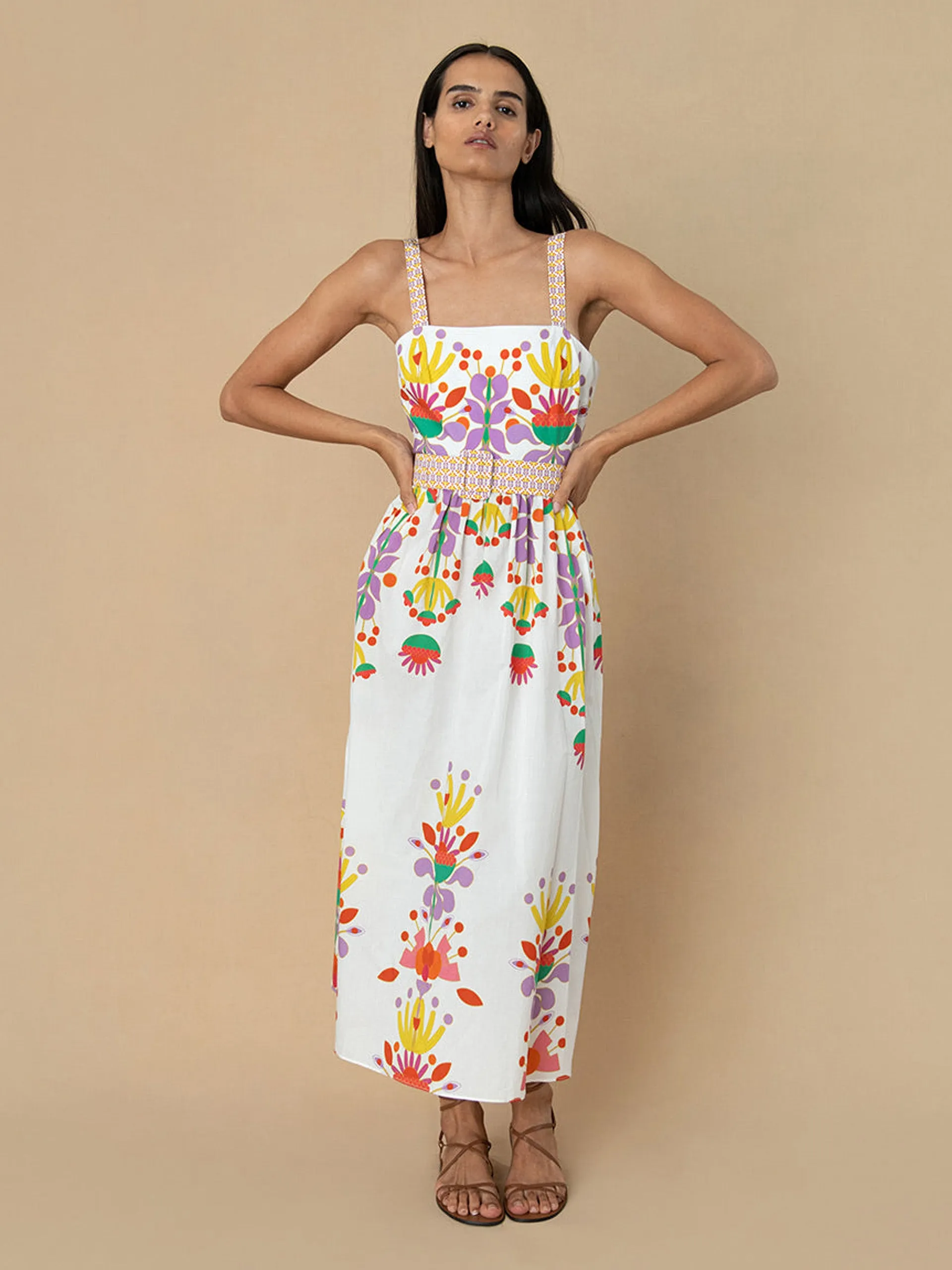 Avatar white cotton Ninet midi dress