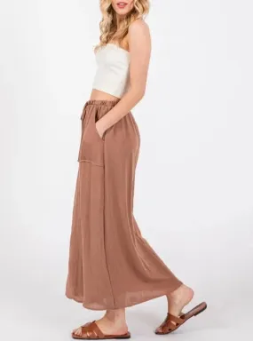 Beach Club Twin Pocket Drawstring Maxi Skirt (Assorted Colors)