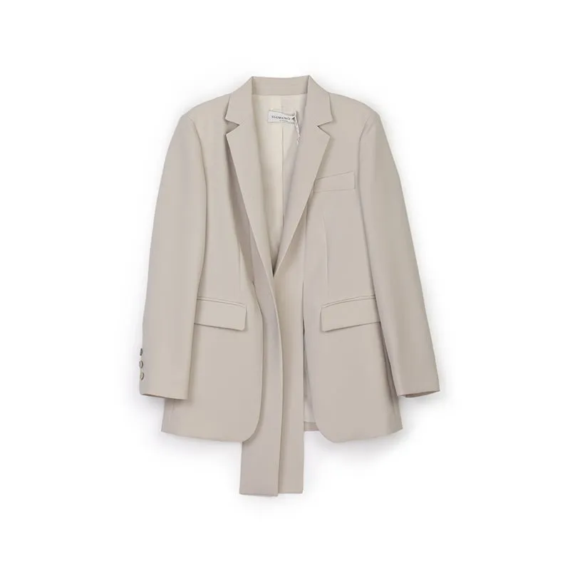 Beige Ribbons Slim-fit Blazer Suits