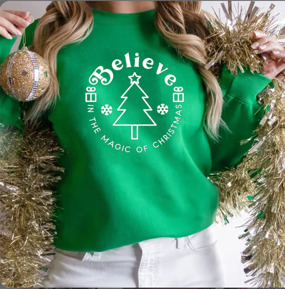 Believe Christmas Crewneck Sweatshirt, Farm Fresh Crewneck Sweatshirt