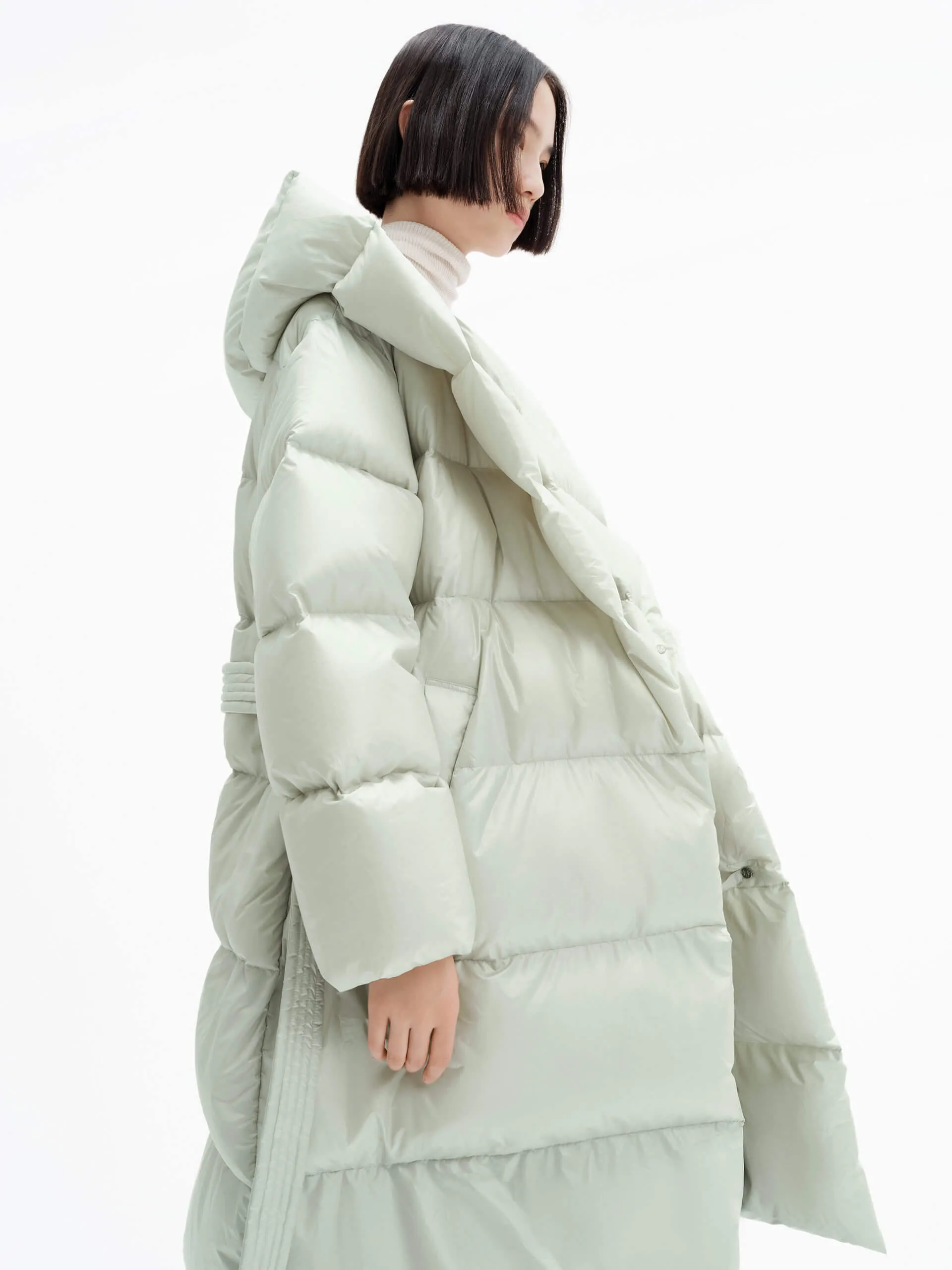 Belted Quilted Shell Down Coat