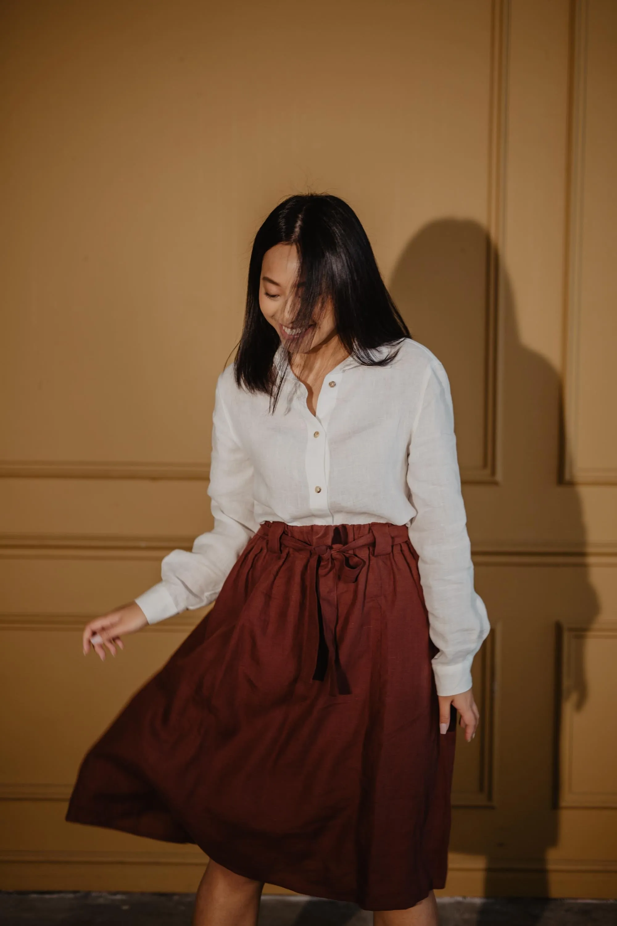 Bergen Mid Length Linen Skirt