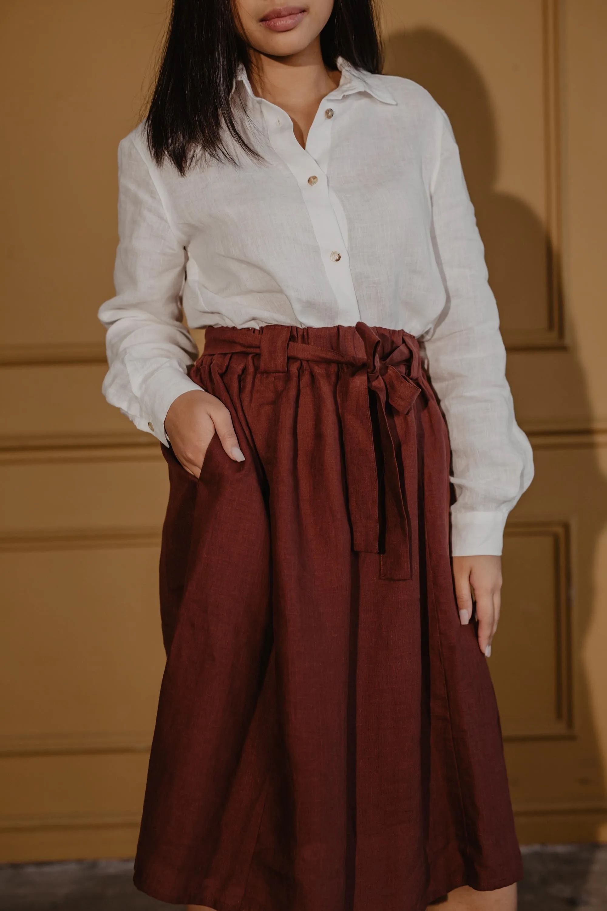 Bergen Mid Length Linen Skirt