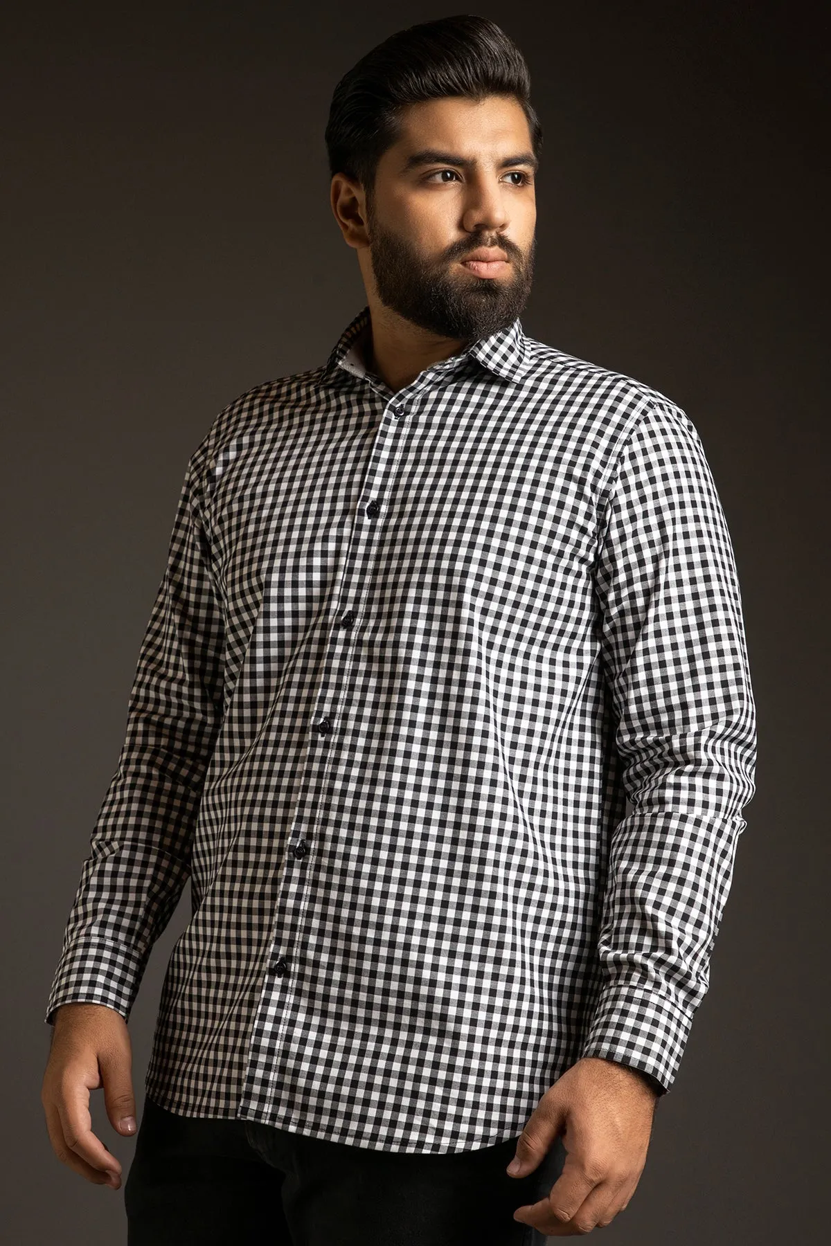 Black and White Checkered Shirt (Plus Size) - W23 - MS0077P