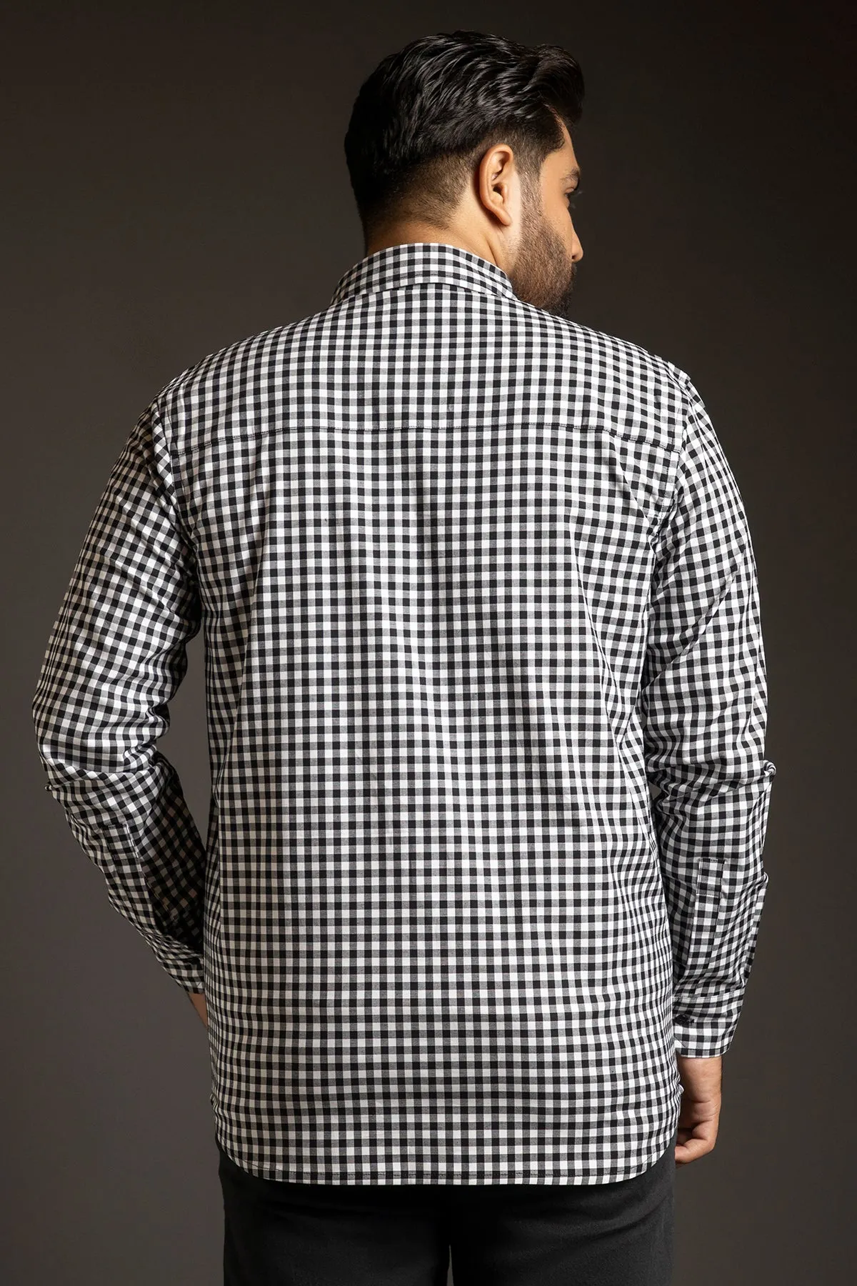 Black and White Checkered Shirt (Plus Size) - W23 - MS0077P