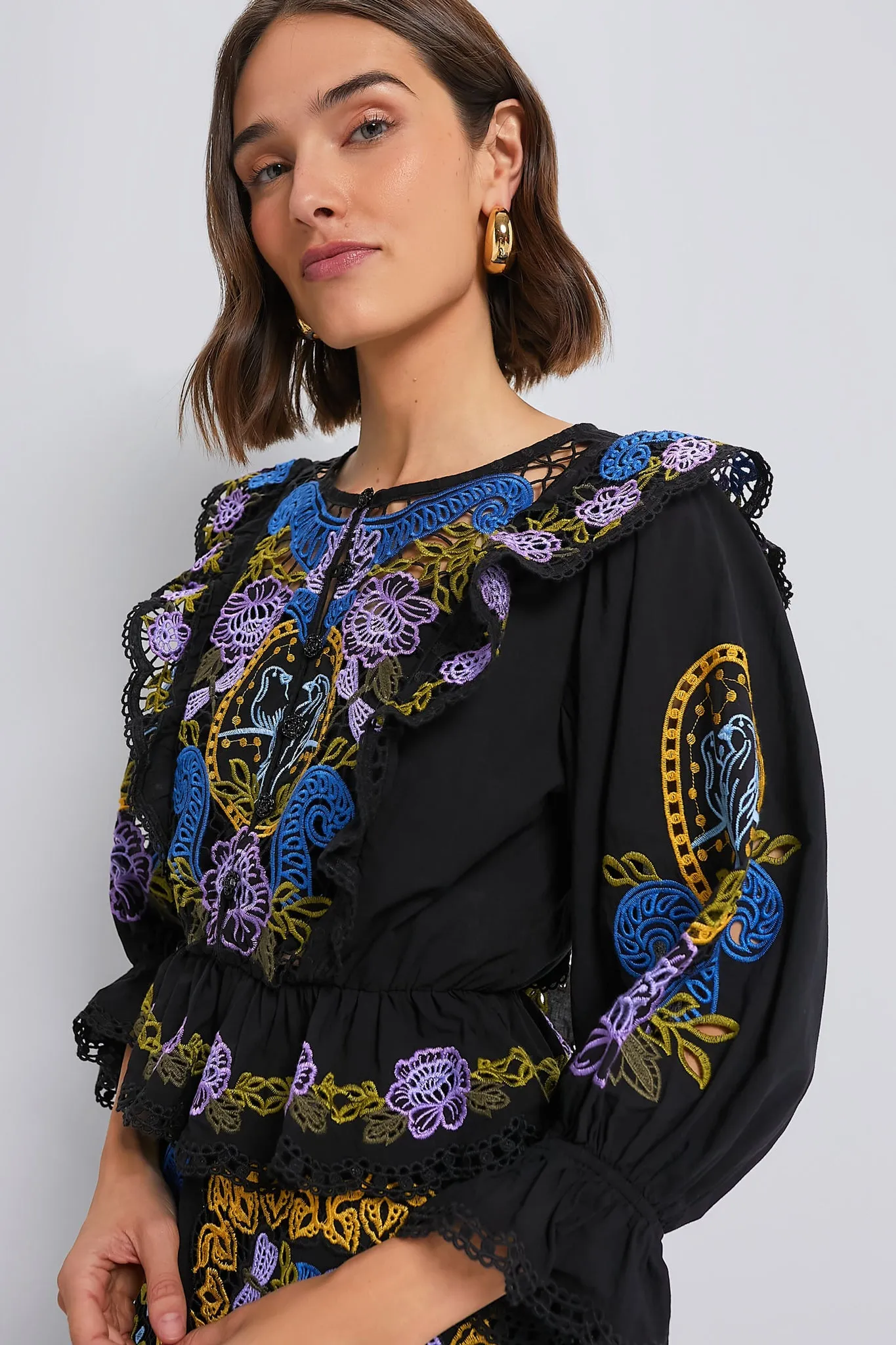 Black Richelieu Blouse