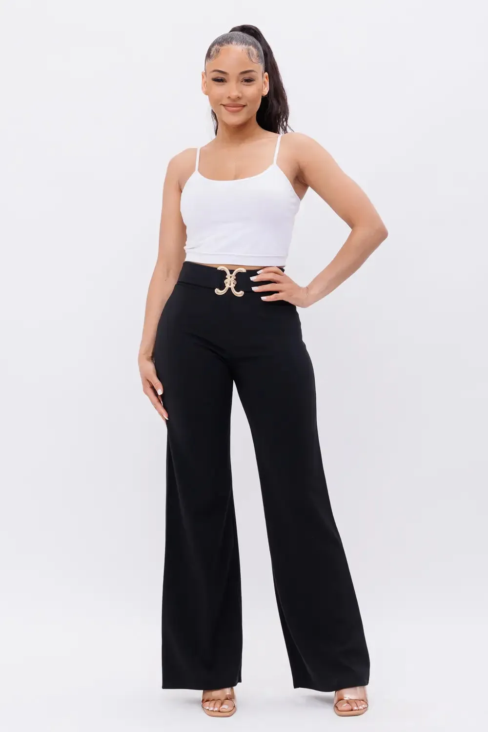 Black Straight Leg Palazzo Pants