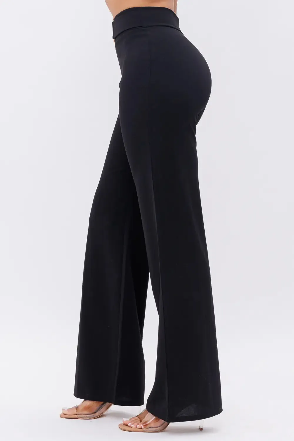 Black Straight Leg Palazzo Pants