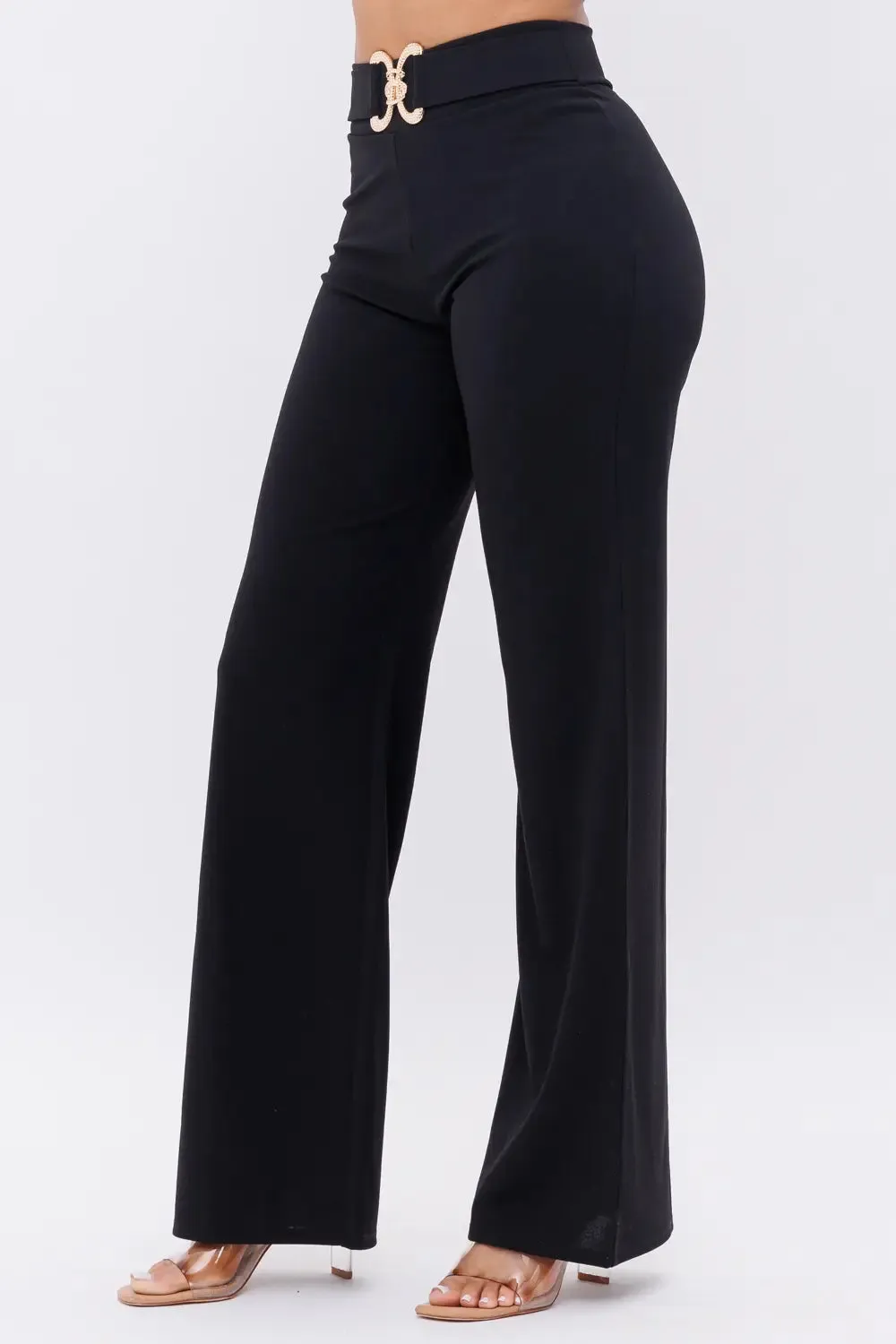 Black Straight Leg Palazzo Pants