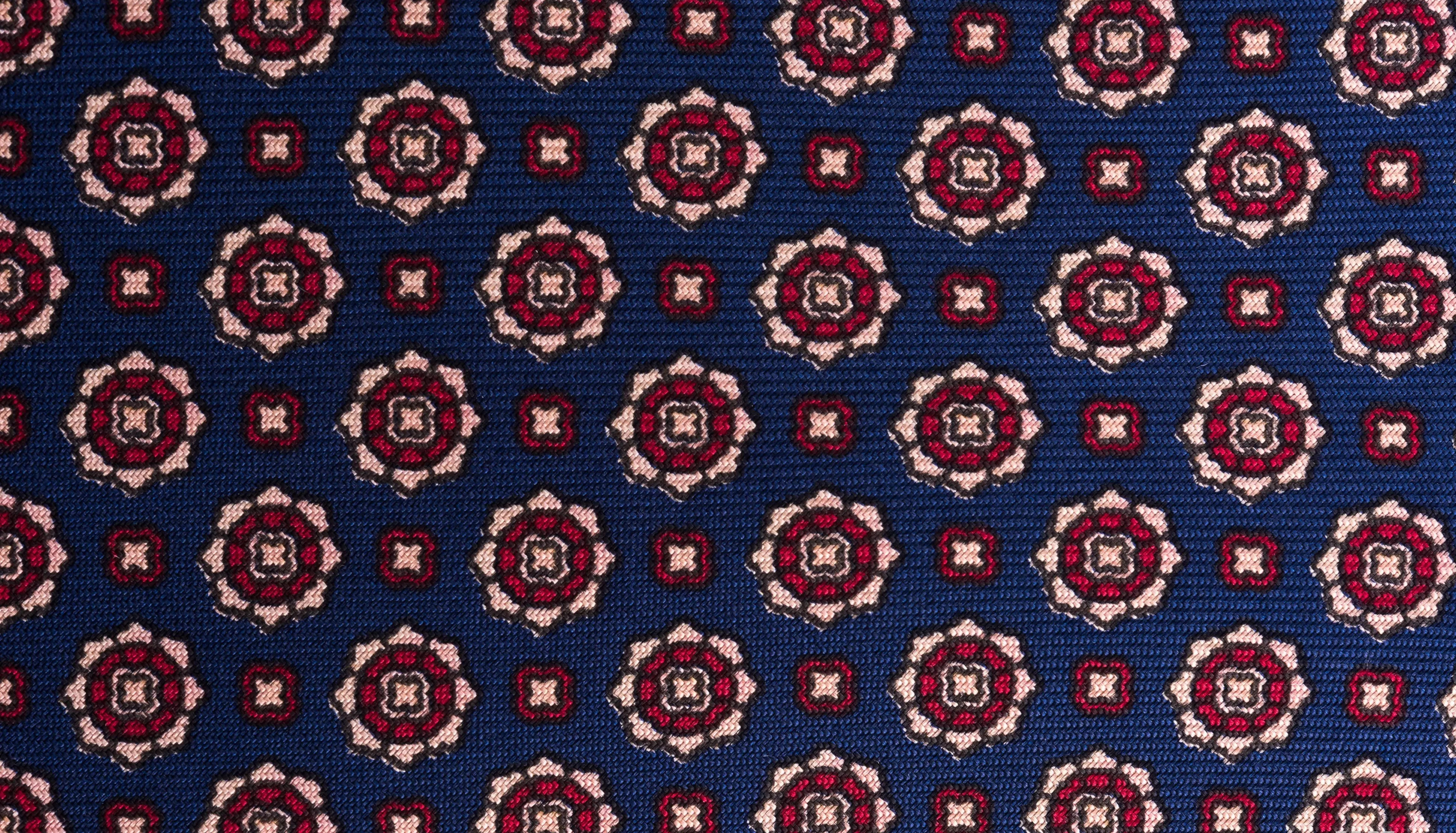 Blue & Red Printed Madder Silk Tie