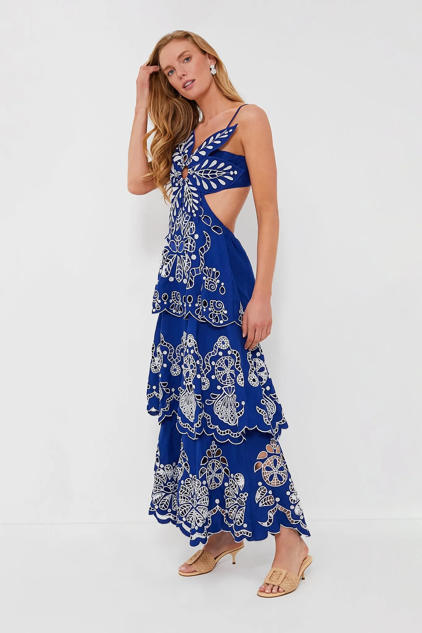 Blue Flower Richelieu Midi Dress