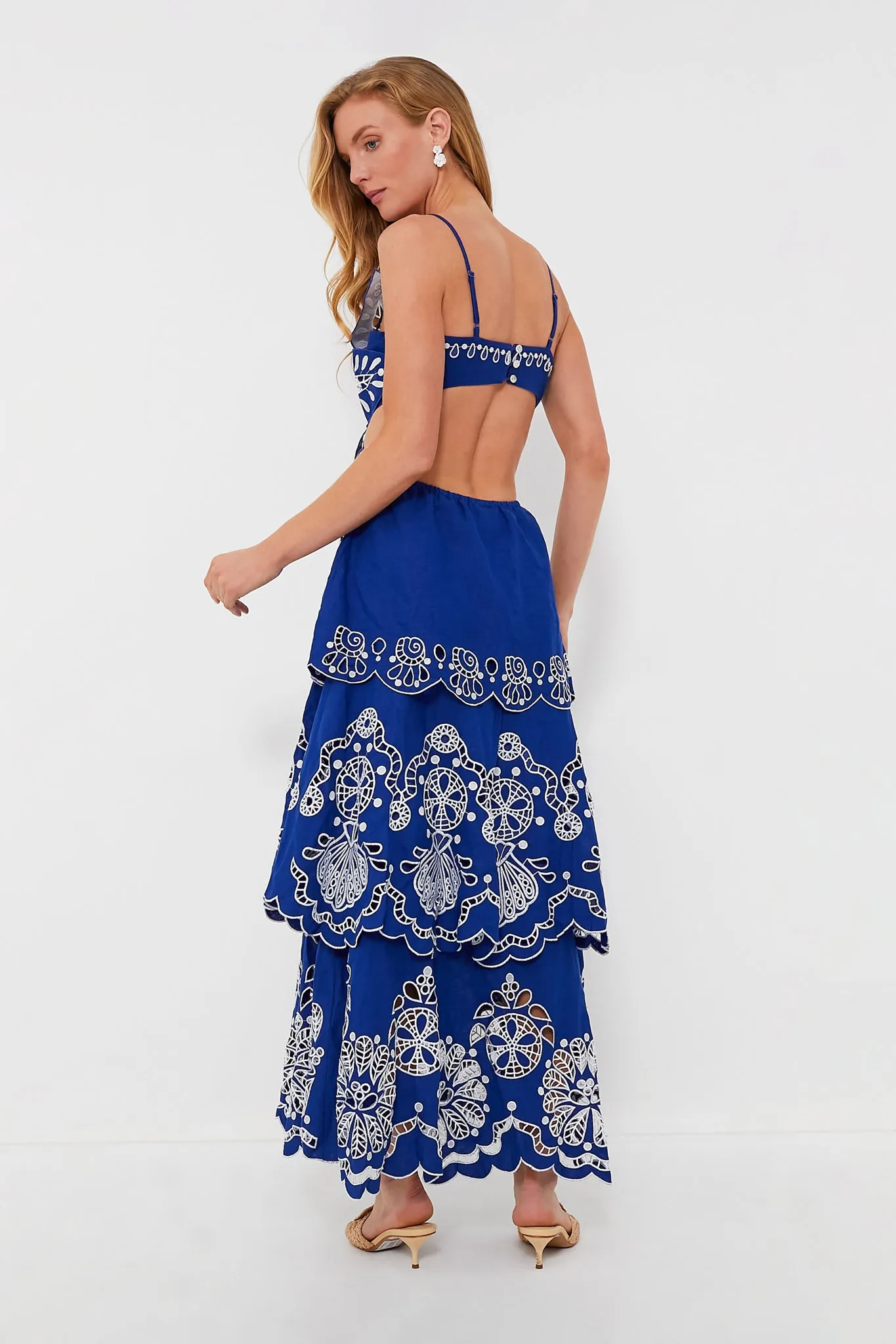 Blue Flower Richelieu Midi Dress