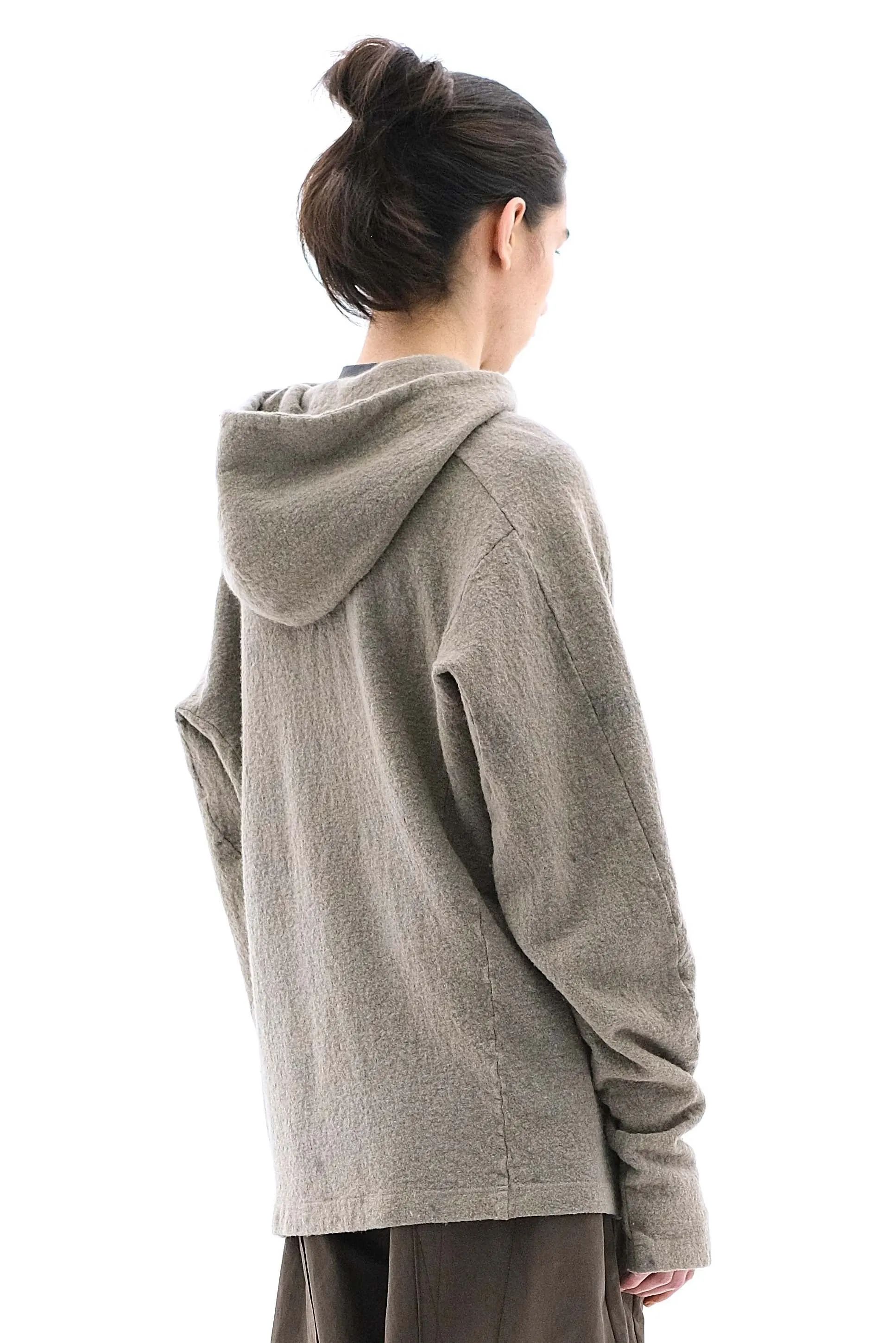 Boiled Wool Shrunken Hoodie Sand